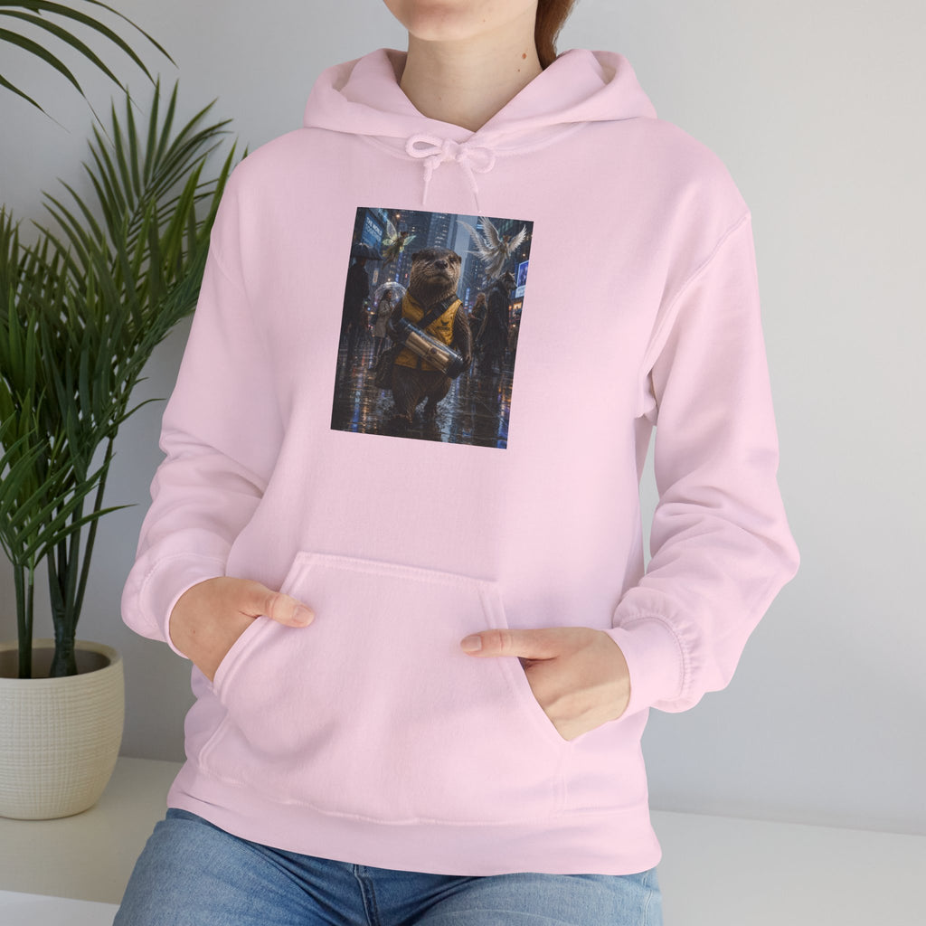 Messenger Otter Hoodie — Urban Wildlife Graphic Sweatshirt