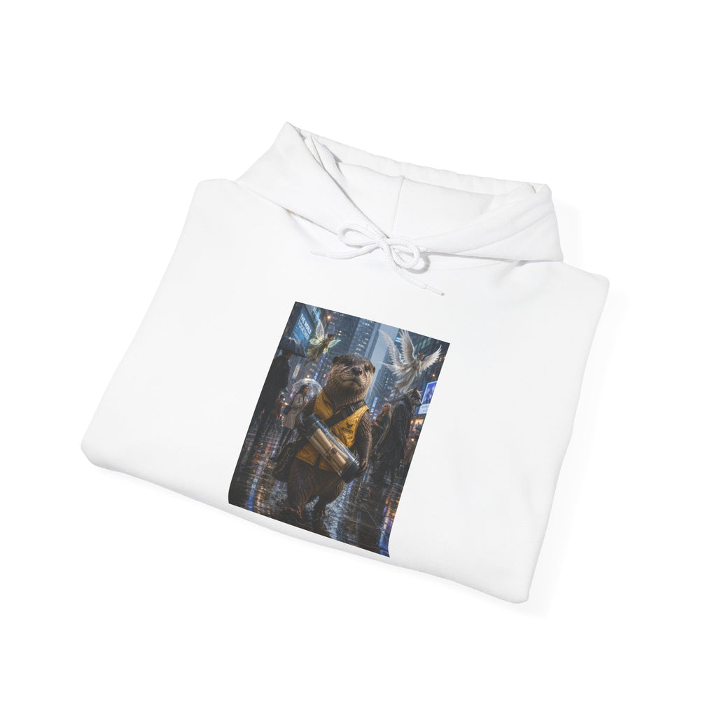 Messenger Otter Hoodie — Urban Wildlife Graphic Sweatshirt