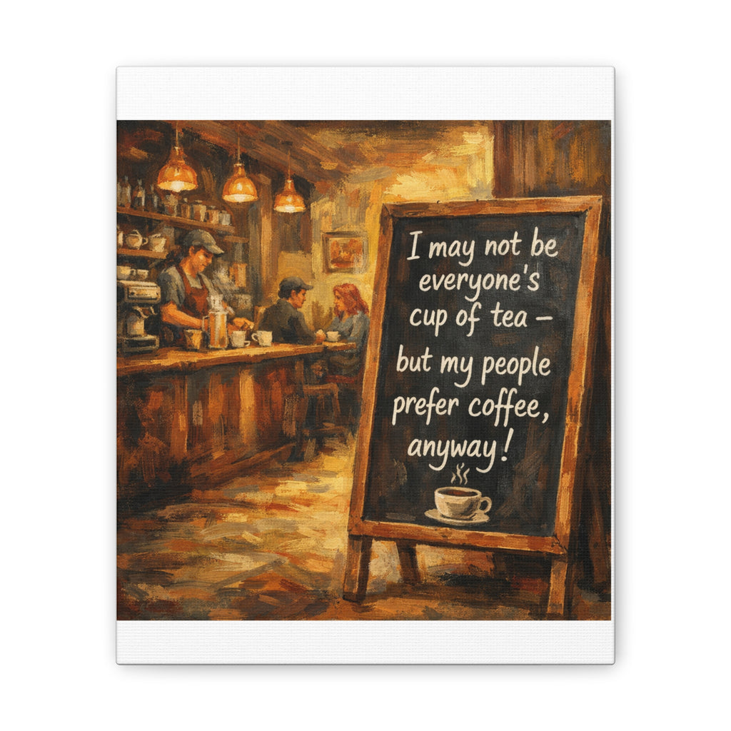 Coffee Shop Canvas Wall Art — "I May Not Be Everyone's Cup of Tea" Stretched Canvas