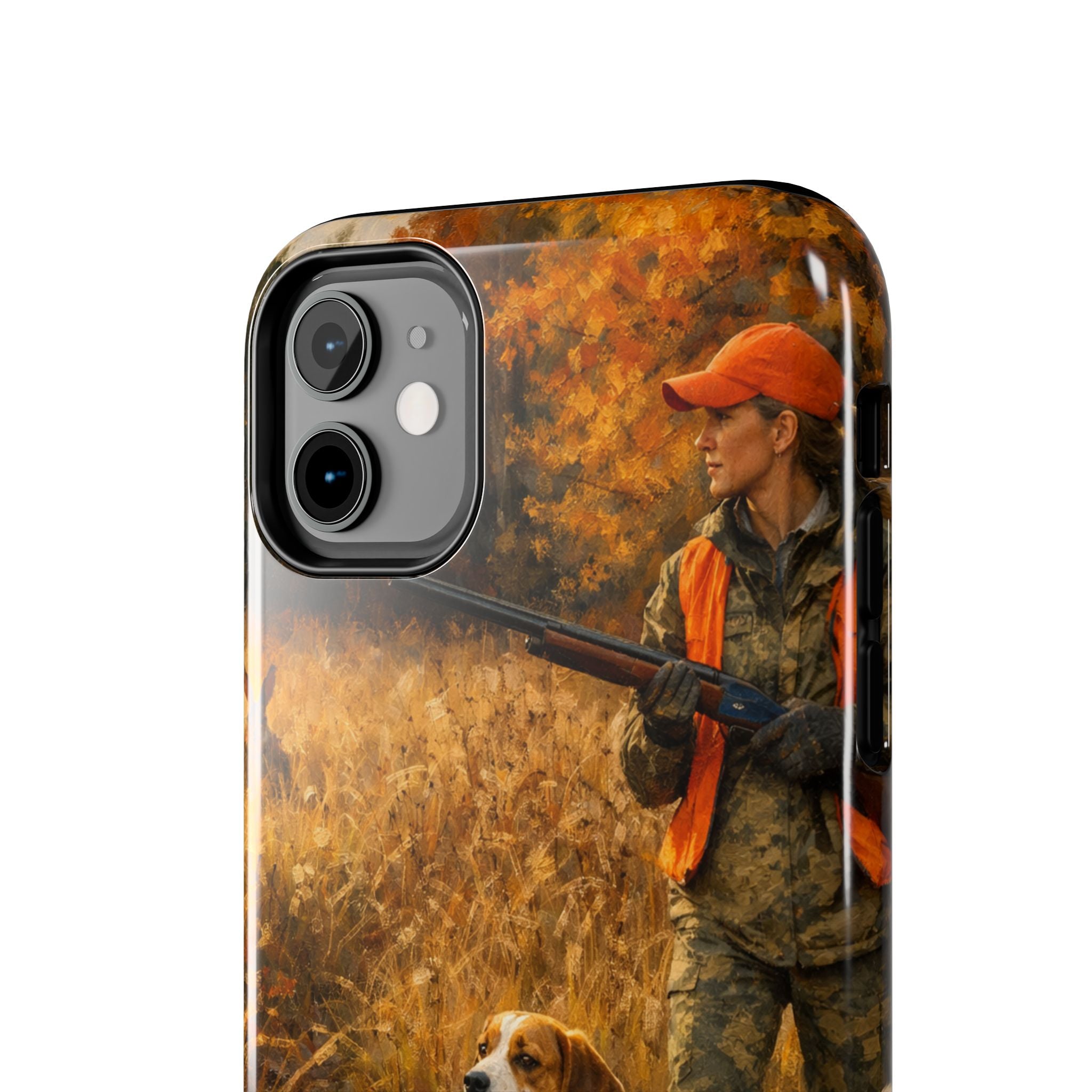 Hunting Scene Tough Phone Case — Hunter & Beagle Autumn Field Protective Cover