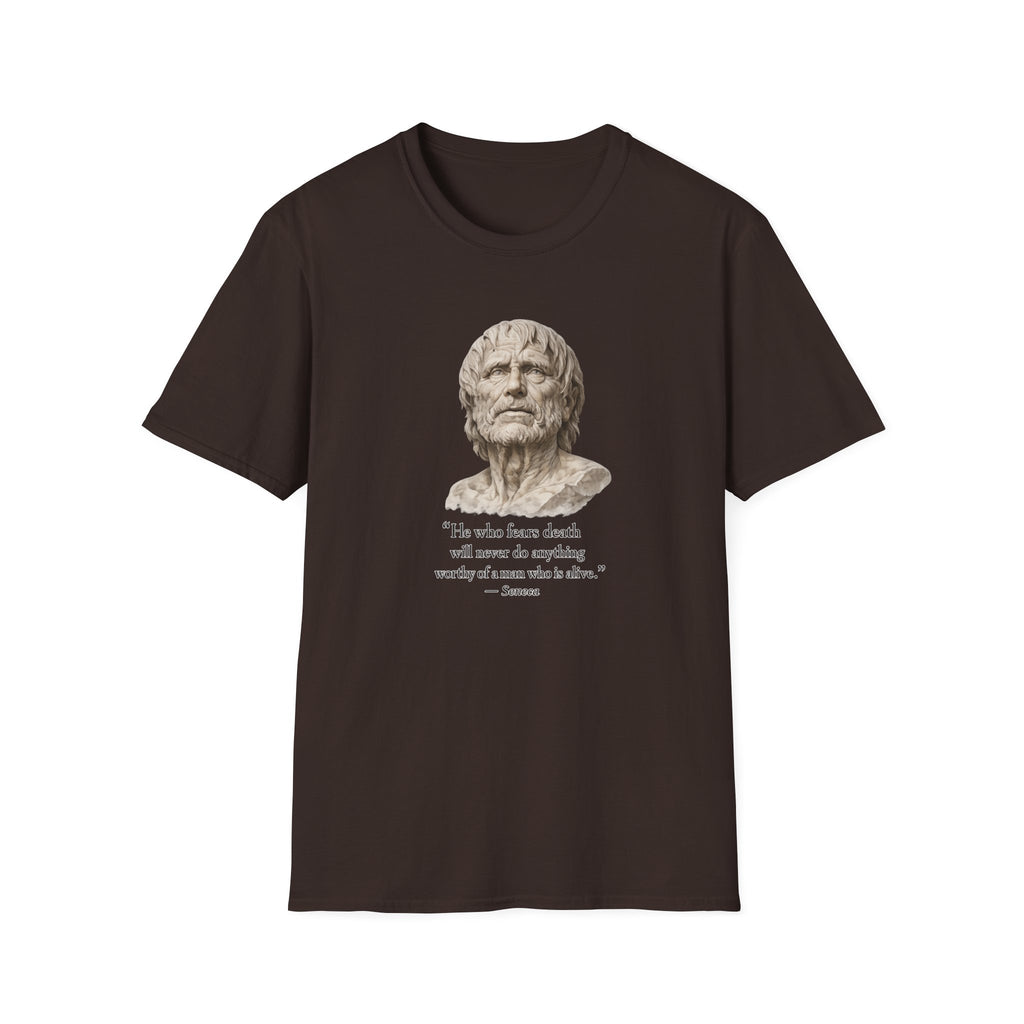 Stoic Philosopher Bust T-Shirt — Seneca Quote Tee