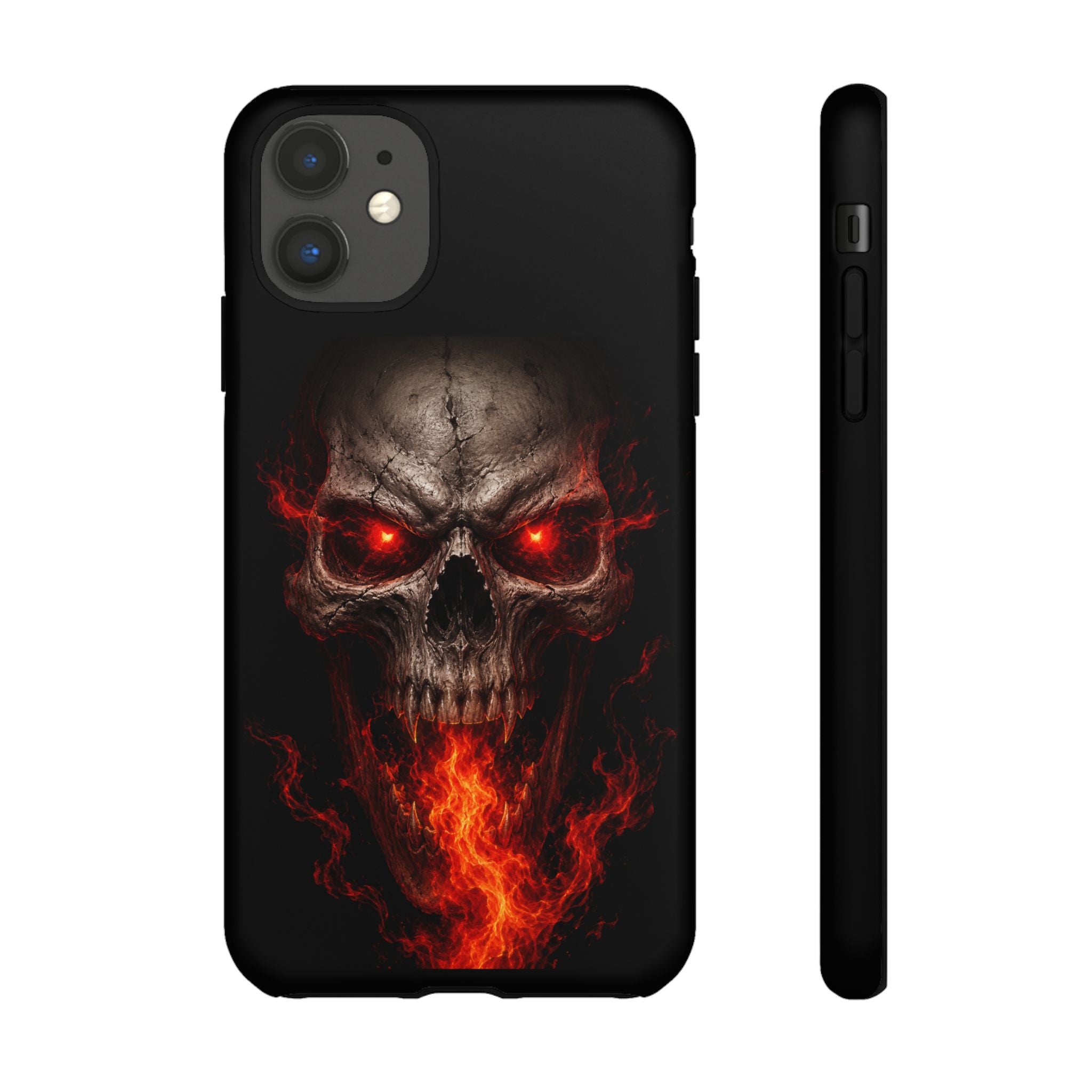 Flaming Skull Tough Case — Heavy-Duty Phone Case with Red-Eye Skull Design