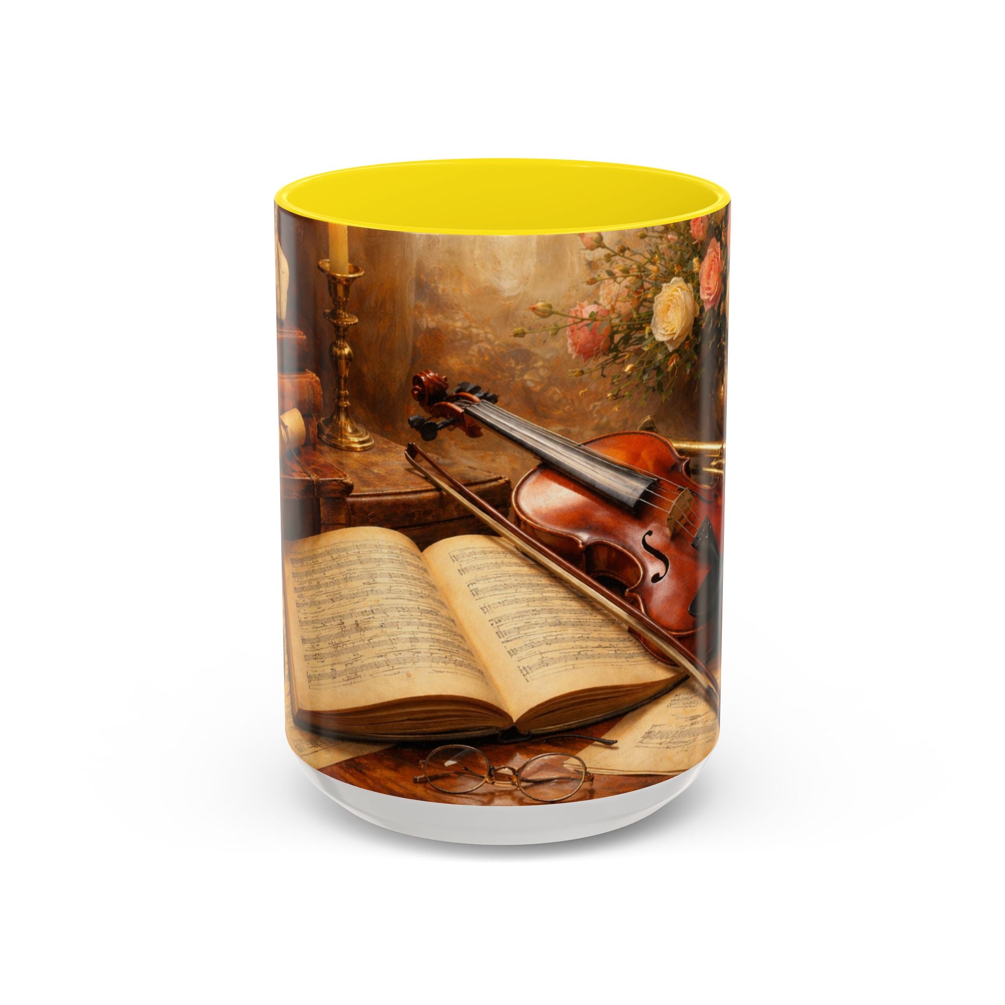 Classical Music Coffee Mug – Classical Music Floral Design (11/15 oz)
