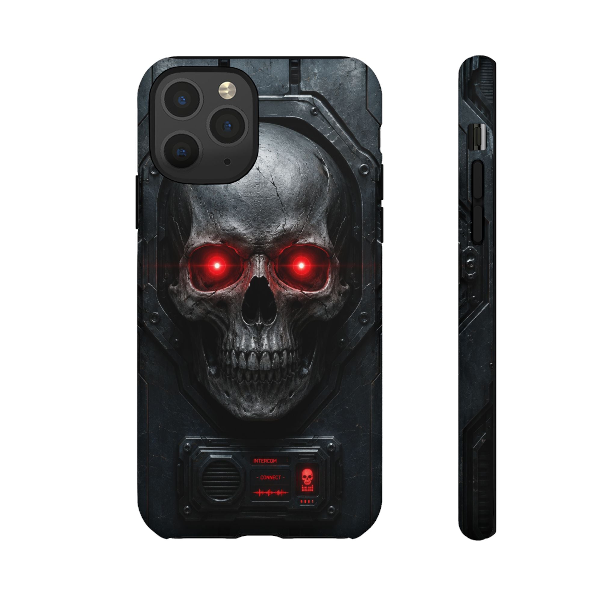 Skull Sentinel Phone Case — Red-Eyed Tactical Skull Protective Case
