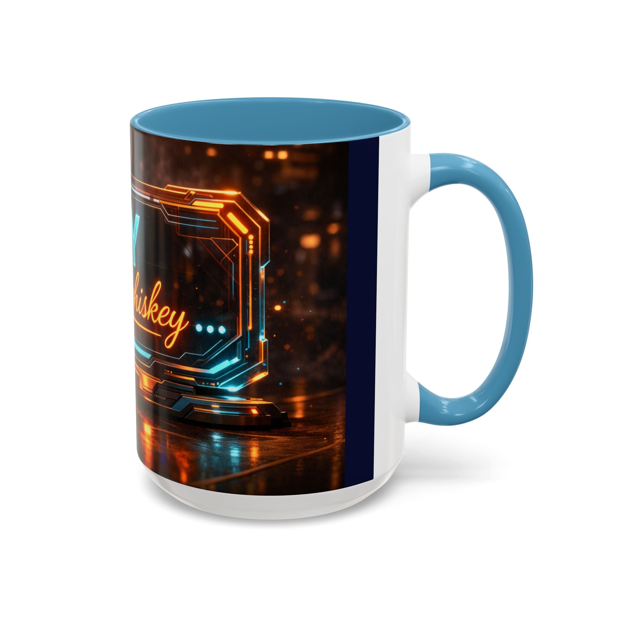 Coffee Mug — Neon Sign “May Contain Whiskey” Accent Mug (11/15 oz)