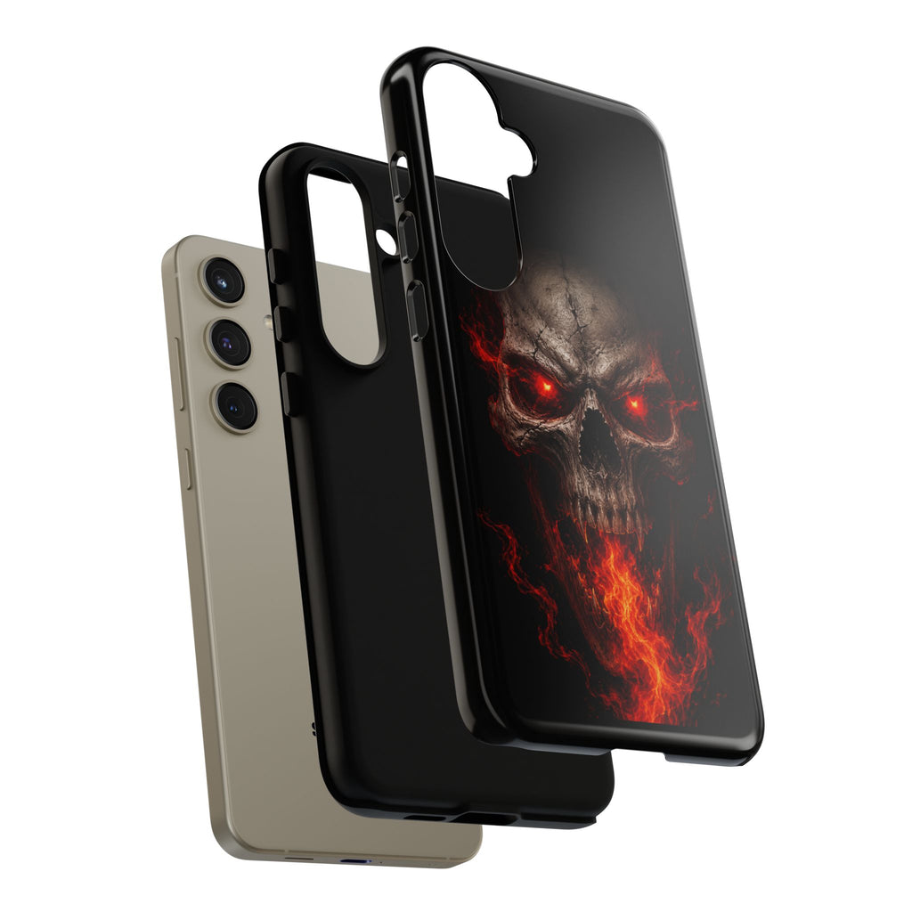 Flaming Skull Tough Case — Heavy-Duty Phone Case with Red-Eye Skull Design