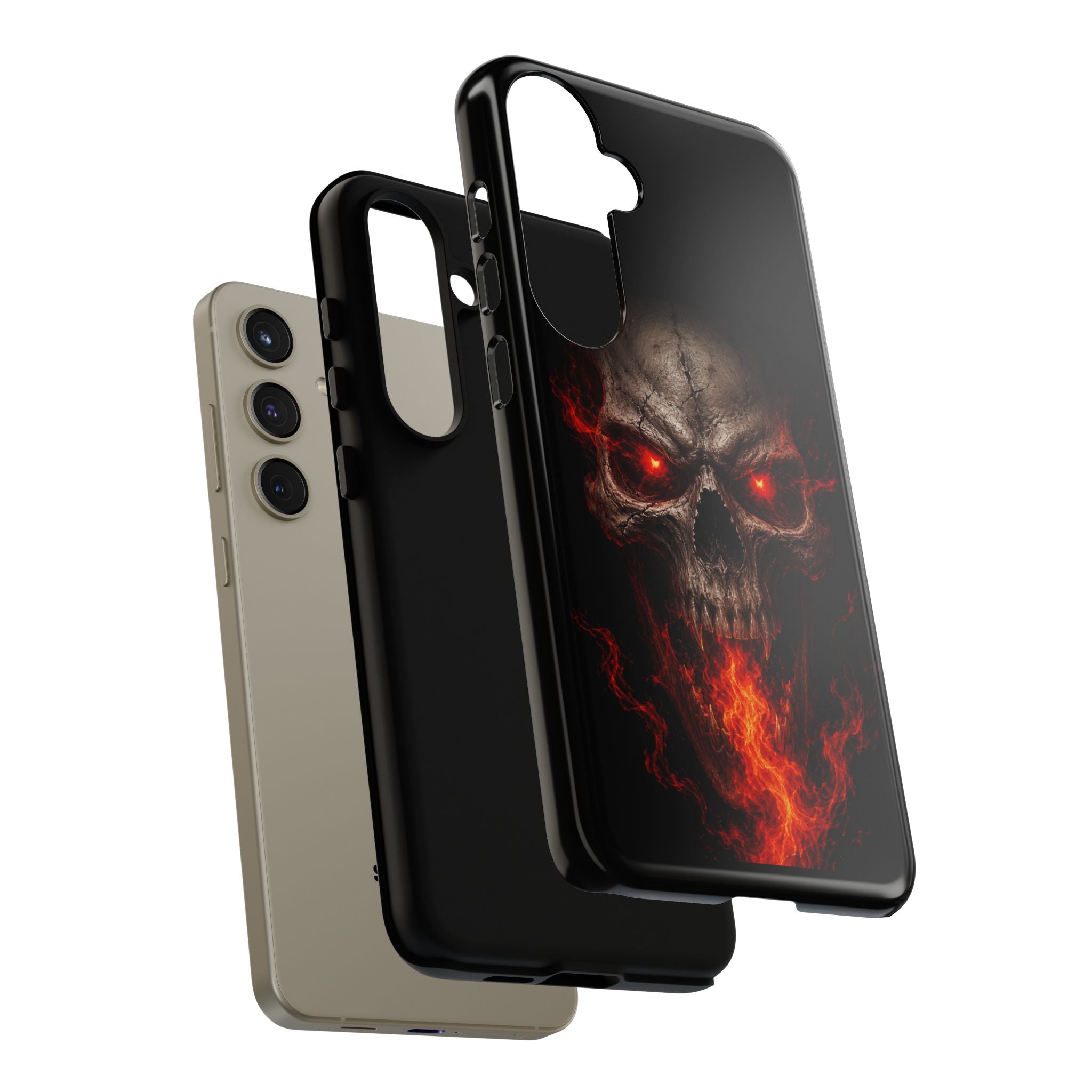 Flaming Skull Tough Case — Heavy-Duty Phone Case with Red-Eye Skull Design