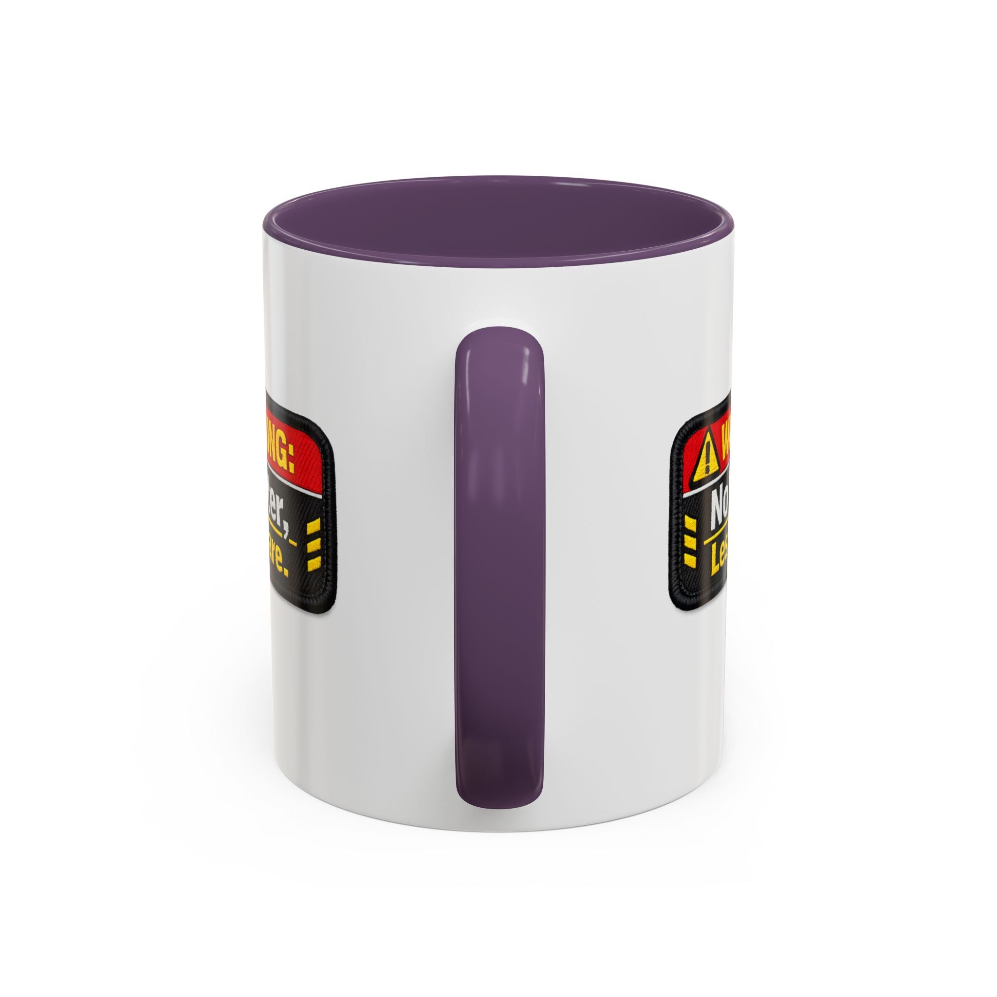 Coffee Mug — "Warning: No Filter, Less Care" Accent Ceramic Mug