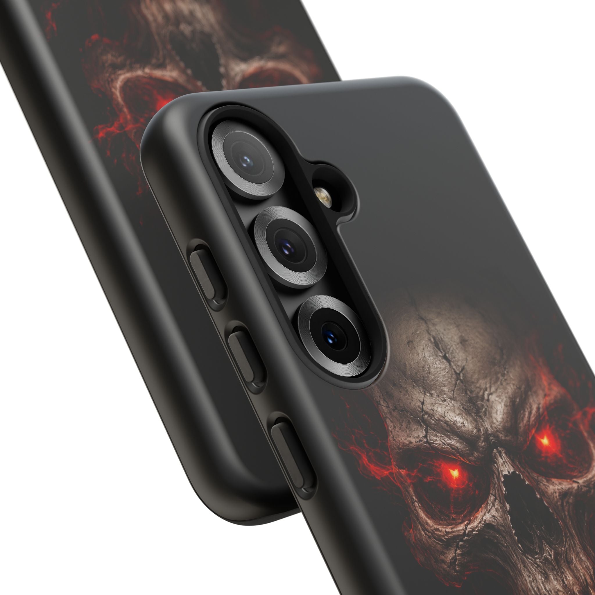 Flaming Skull Tough Case — Heavy-Duty Phone Case with Red-Eye Skull Design