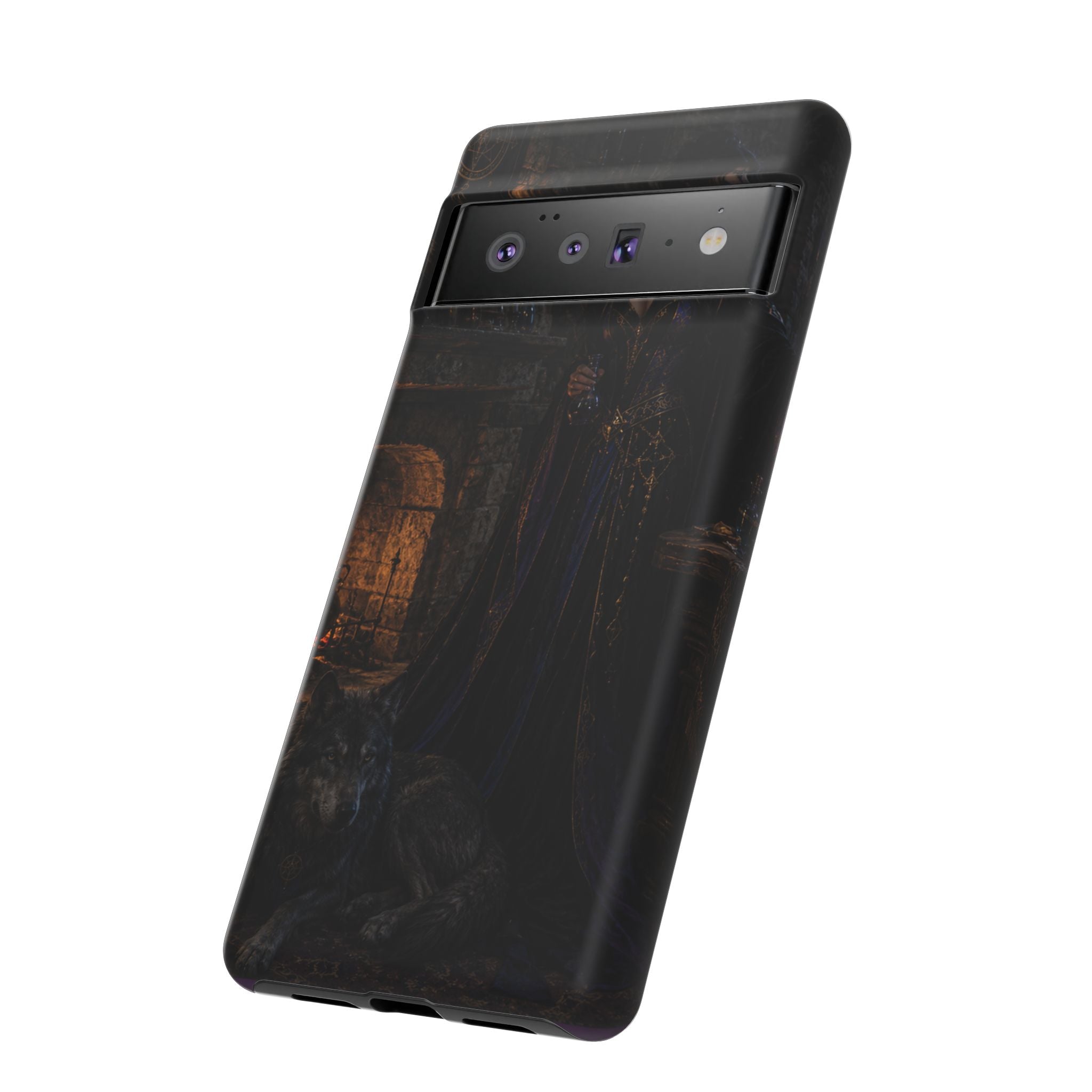 Gothic Witch Phone Case — Dark Fantasy Wolf & Fireplace Tough Case