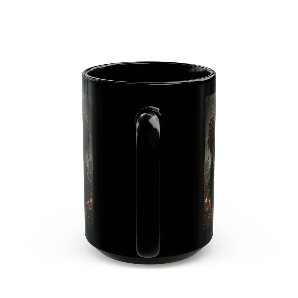 Bone Collector Grim Reaper Dark Fantasy Black Mug — Gothic Necromancer Illustration (11oz/15oz)
