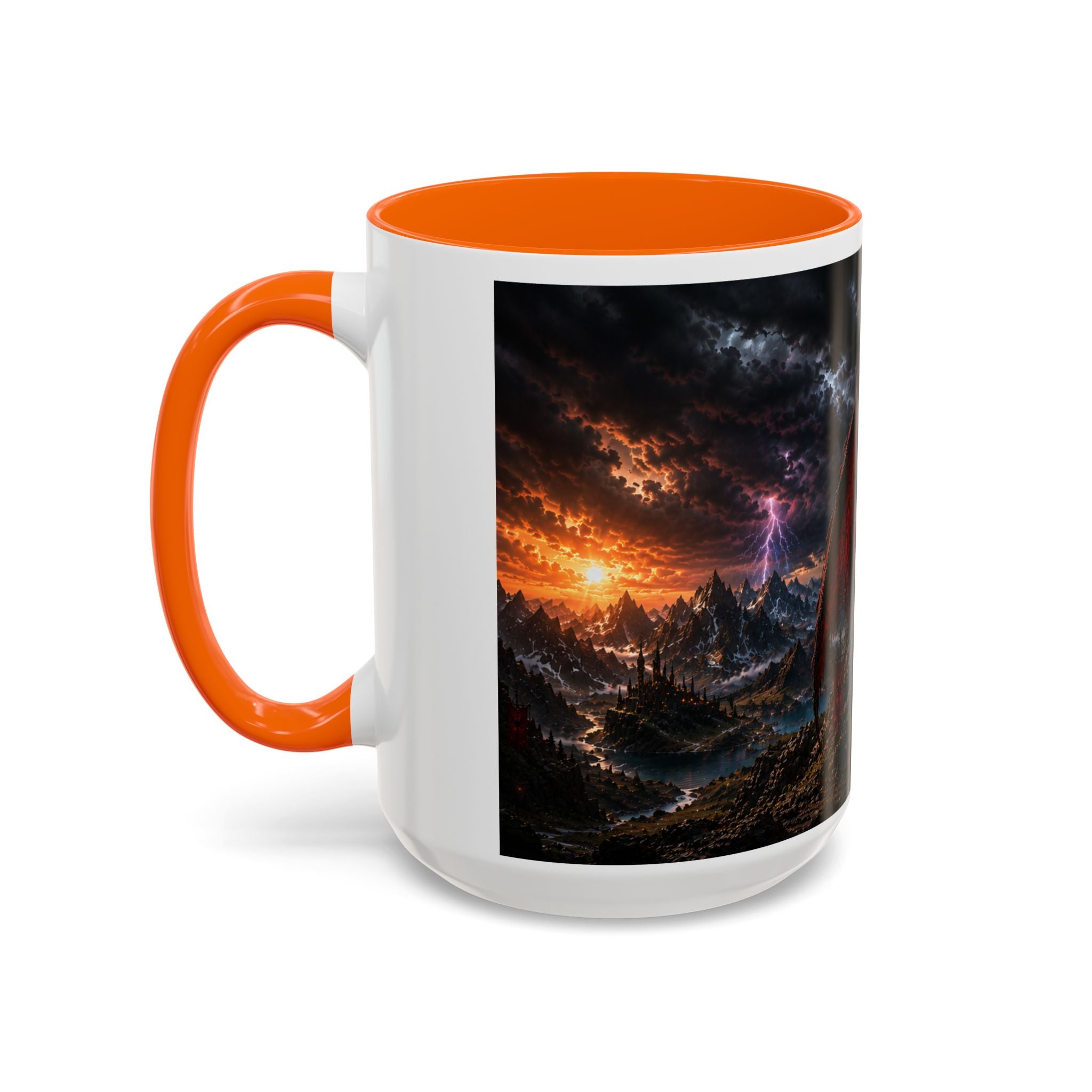 Dragon Coffee Mug — Dark Fantasy Red-Eyed Dragon Accent Mug (11/15oz)