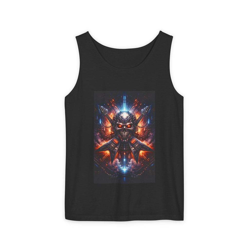Skull Cyberpunk Tank Top — Neon Sci‑Fi Demon Graphic