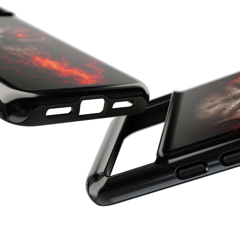 Flaming Skull Tough Case — Heavy-Duty Phone Case with Red-Eye Skull Design