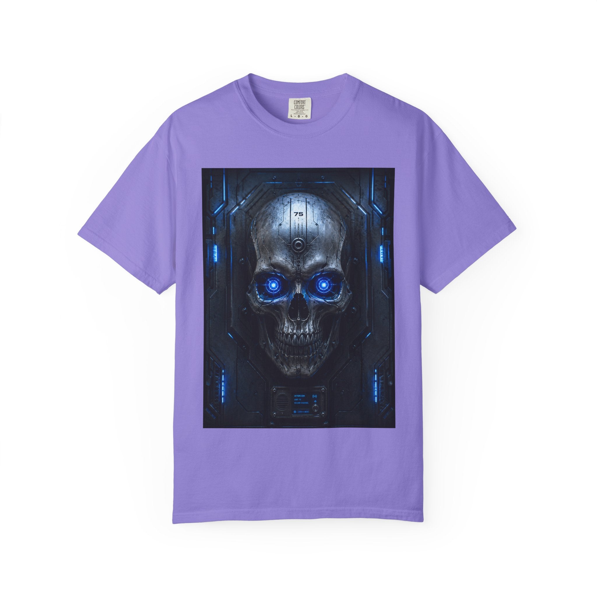 Blue Cyber Skull T-shirt | Futuristic Skull Graphic Tee