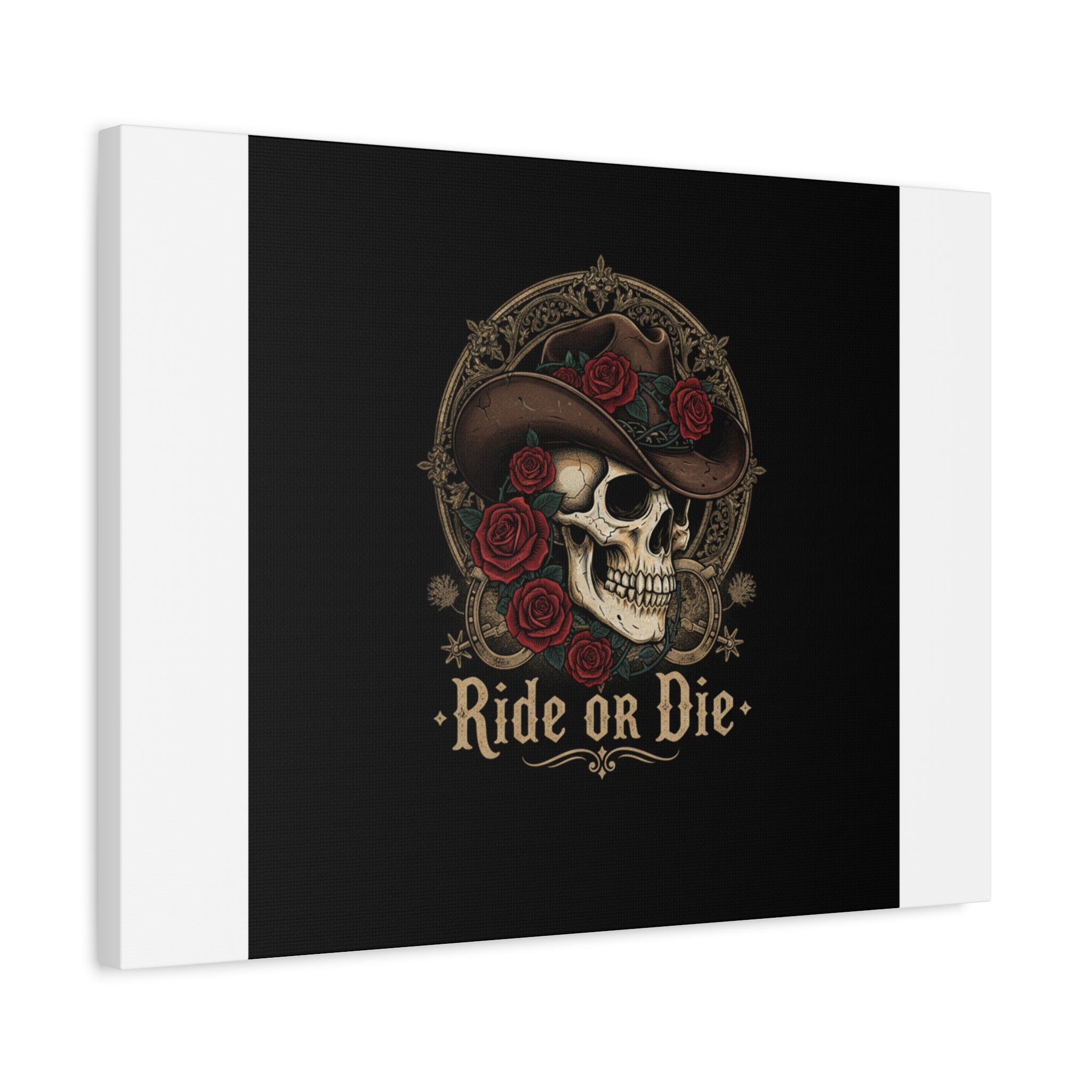Ride or Die Skull Canvas | Western Skull Art, Gothic Americana