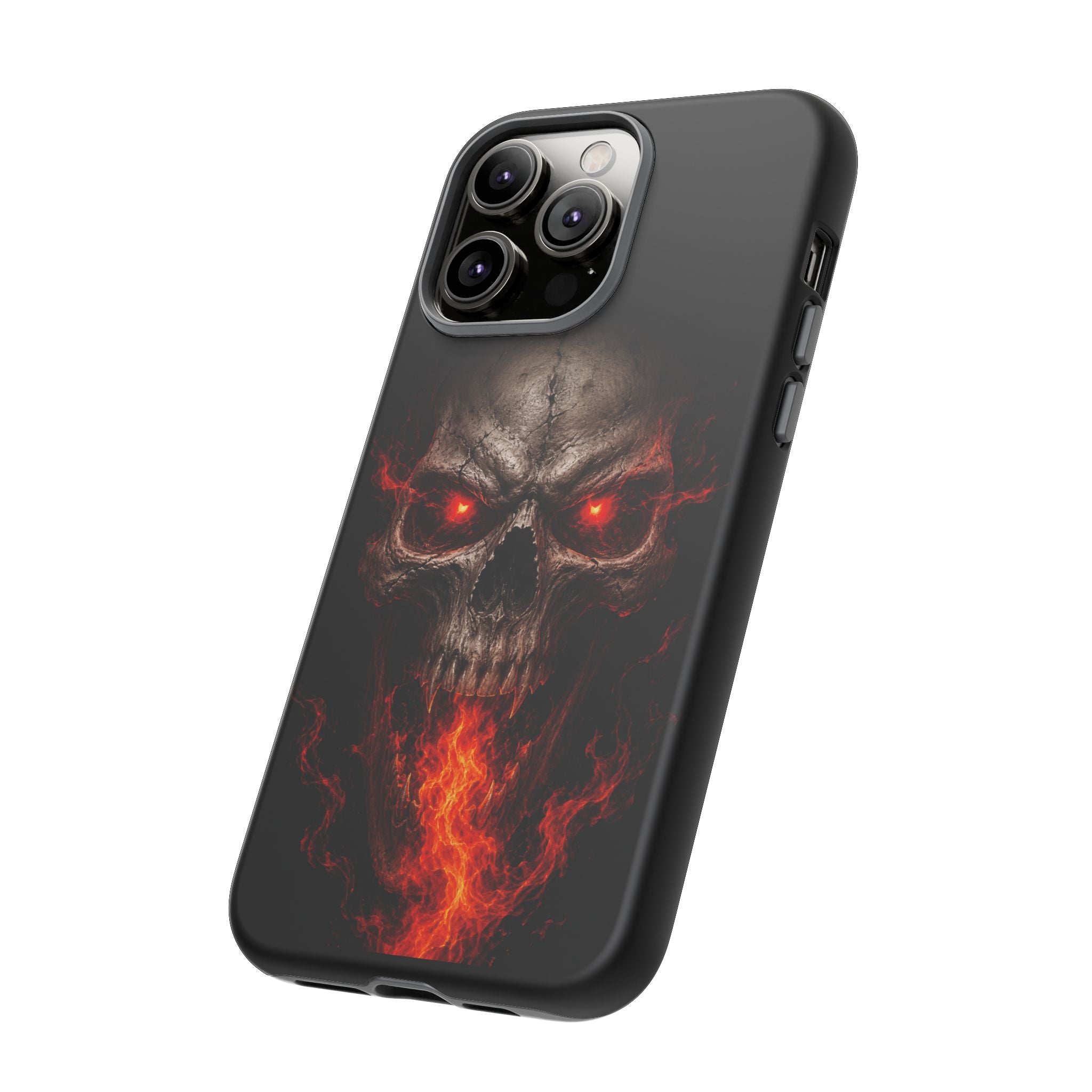Flaming Skull Tough Case — Heavy-Duty Phone Case with Red-Eye Skull Design