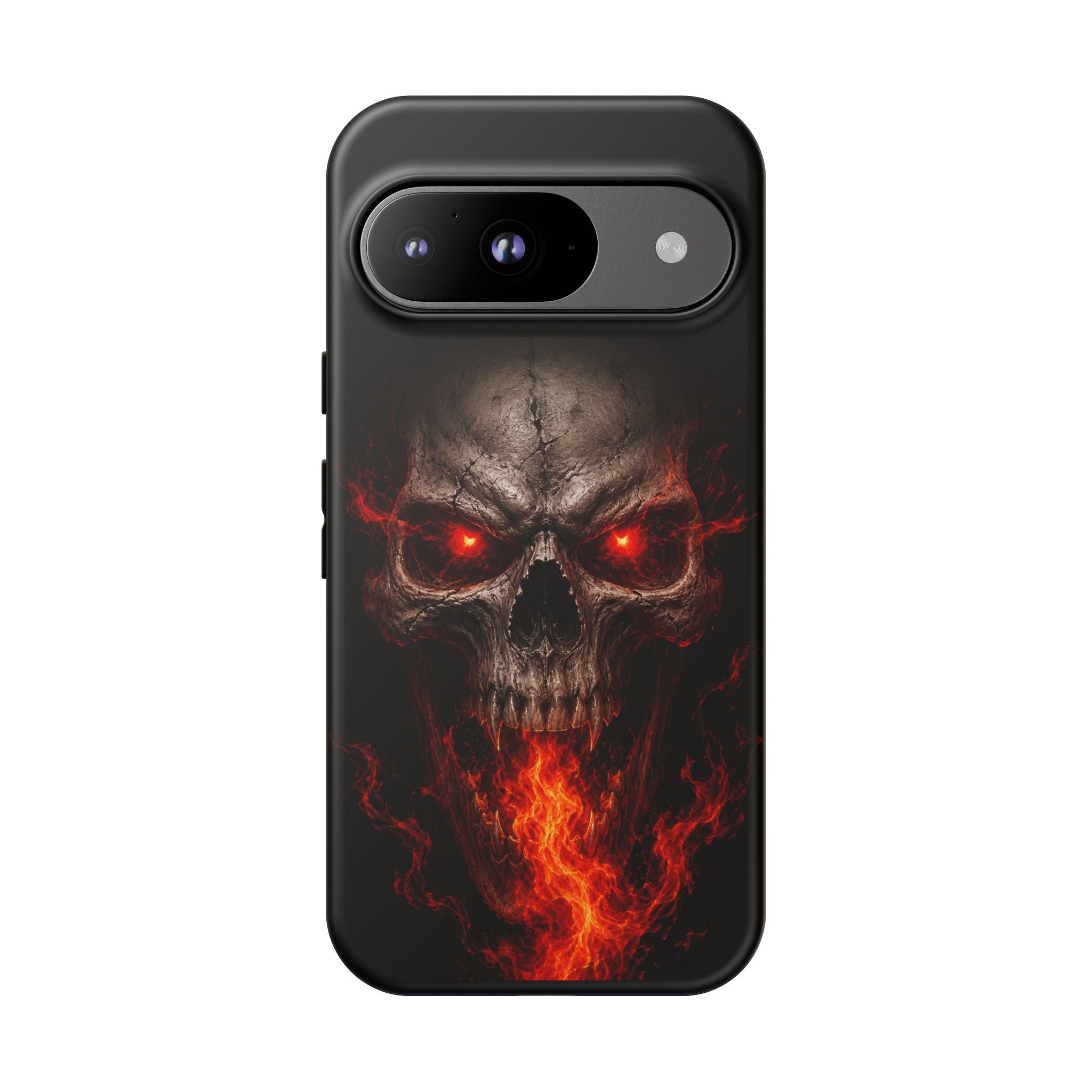 Flaming Skull Tough Case — Heavy-Duty Phone Case with Red-Eye Skull Design