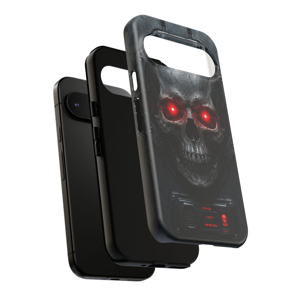 Skull Sentinel Phone Case — Red-Eyed Tactical Skull Protective Case