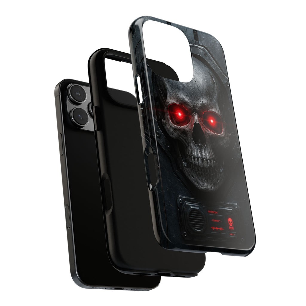 Skull Sentinel Phone Case — Red-Eyed Tactical Skull Protective Case