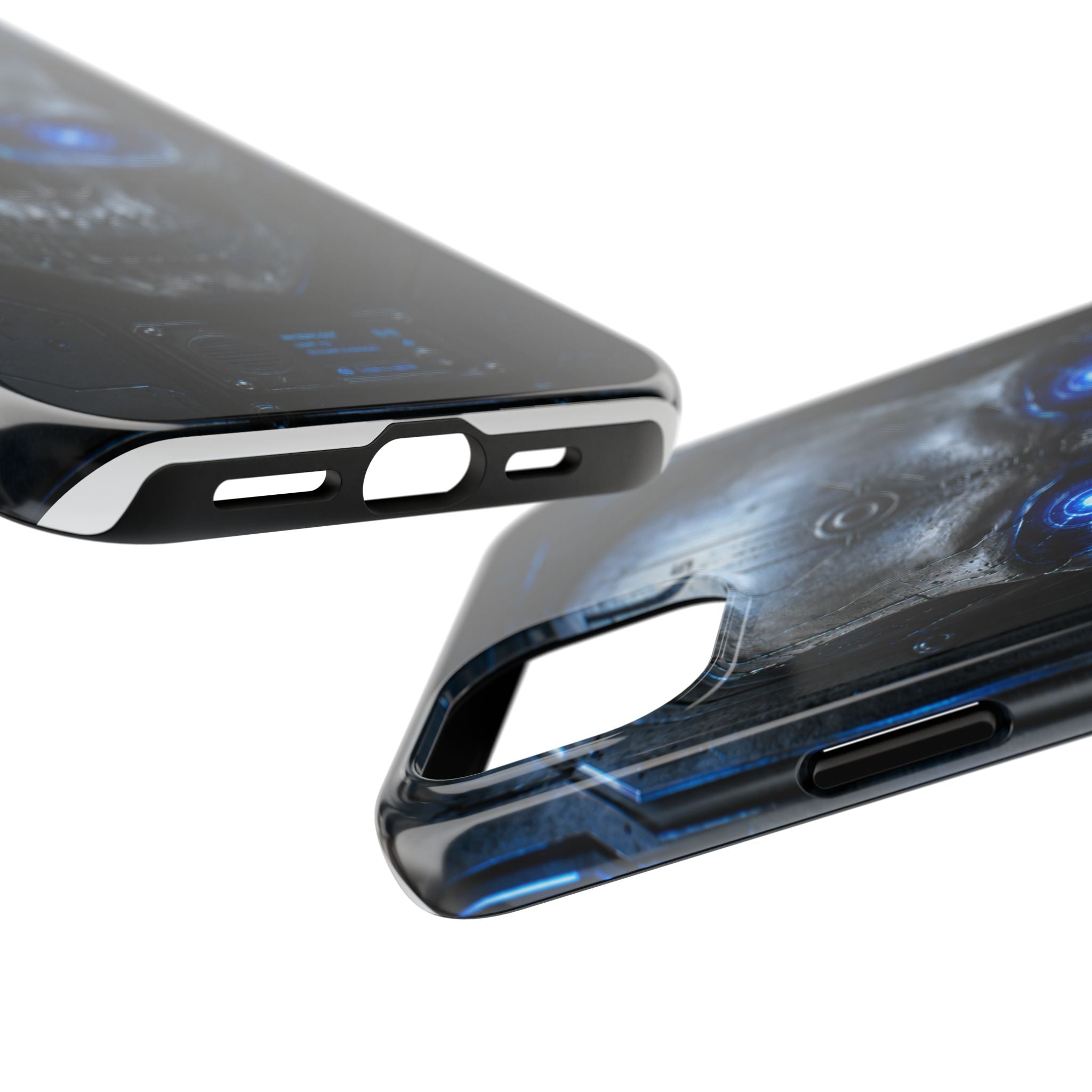 Cyber Skull Tough Phone Case — Blue LED Scary Robot Skull iPhone Case