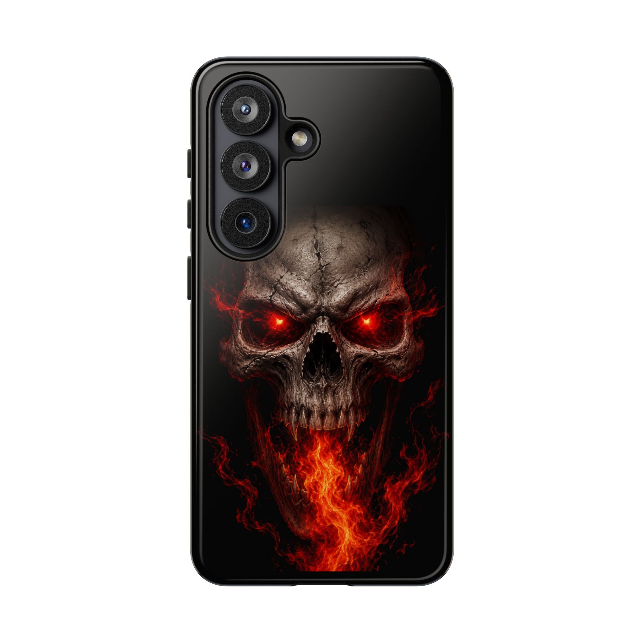 Flaming Skull Tough Case — Heavy-Duty Phone Case with Red-Eye Skull Design