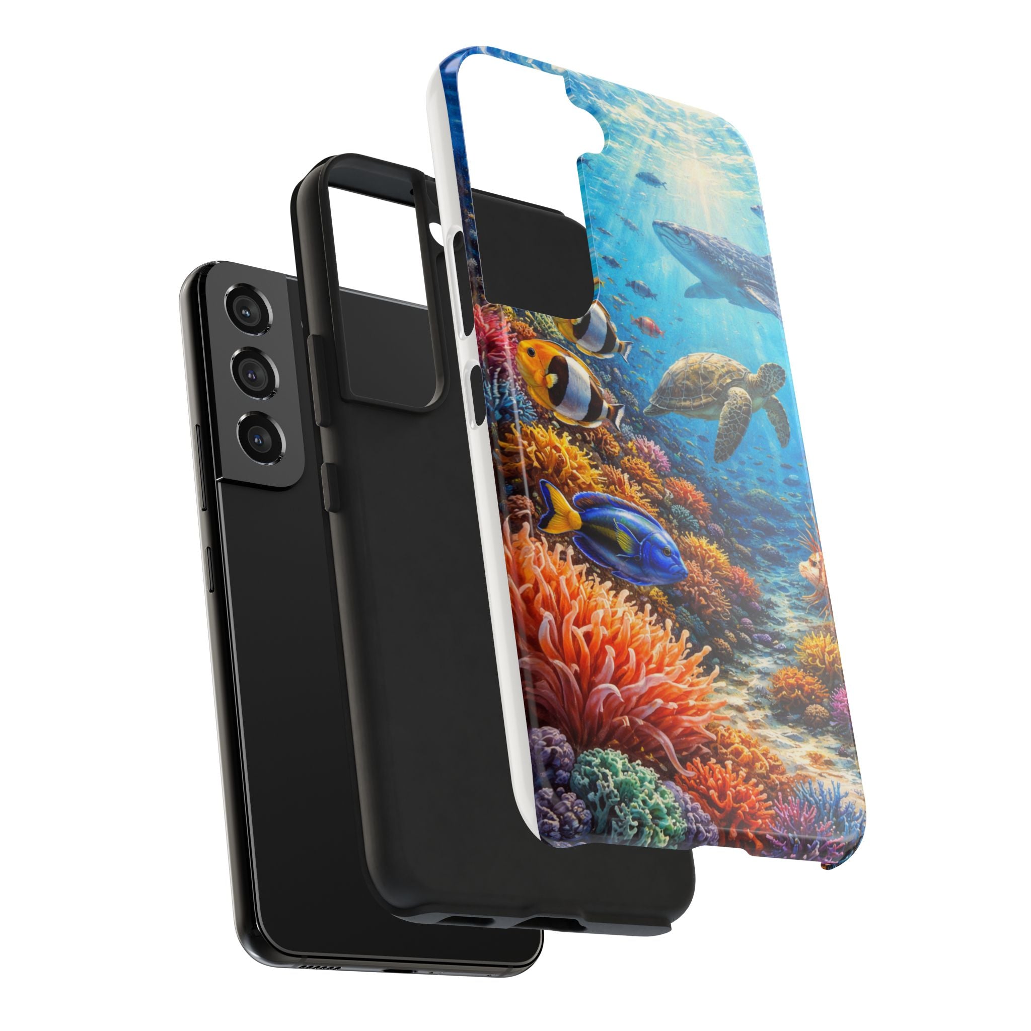 Ocean Reef Tough Phone Case — Colorful Sea Turtle & Tropical Fish Design
