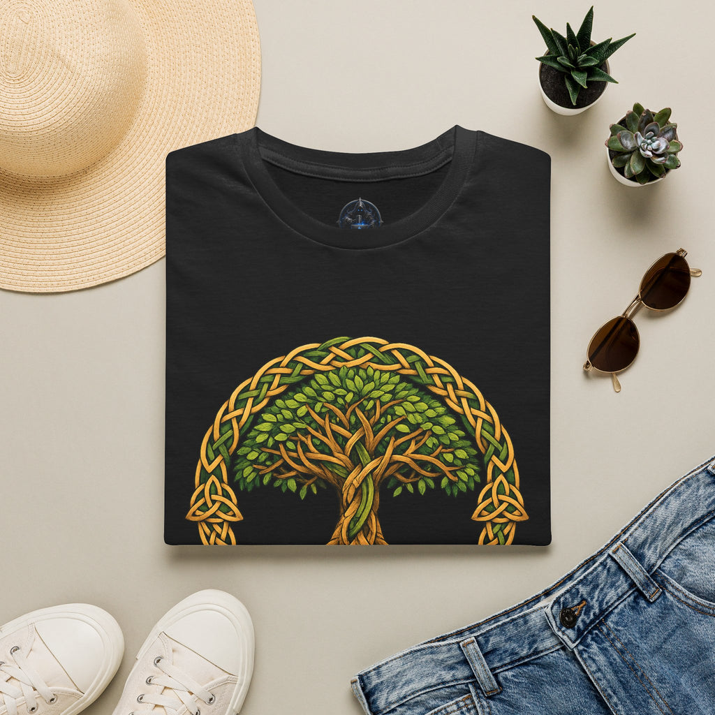 Celtic Tree of Life T-Shirt — Green Knotwork Spiritual Nature Tee