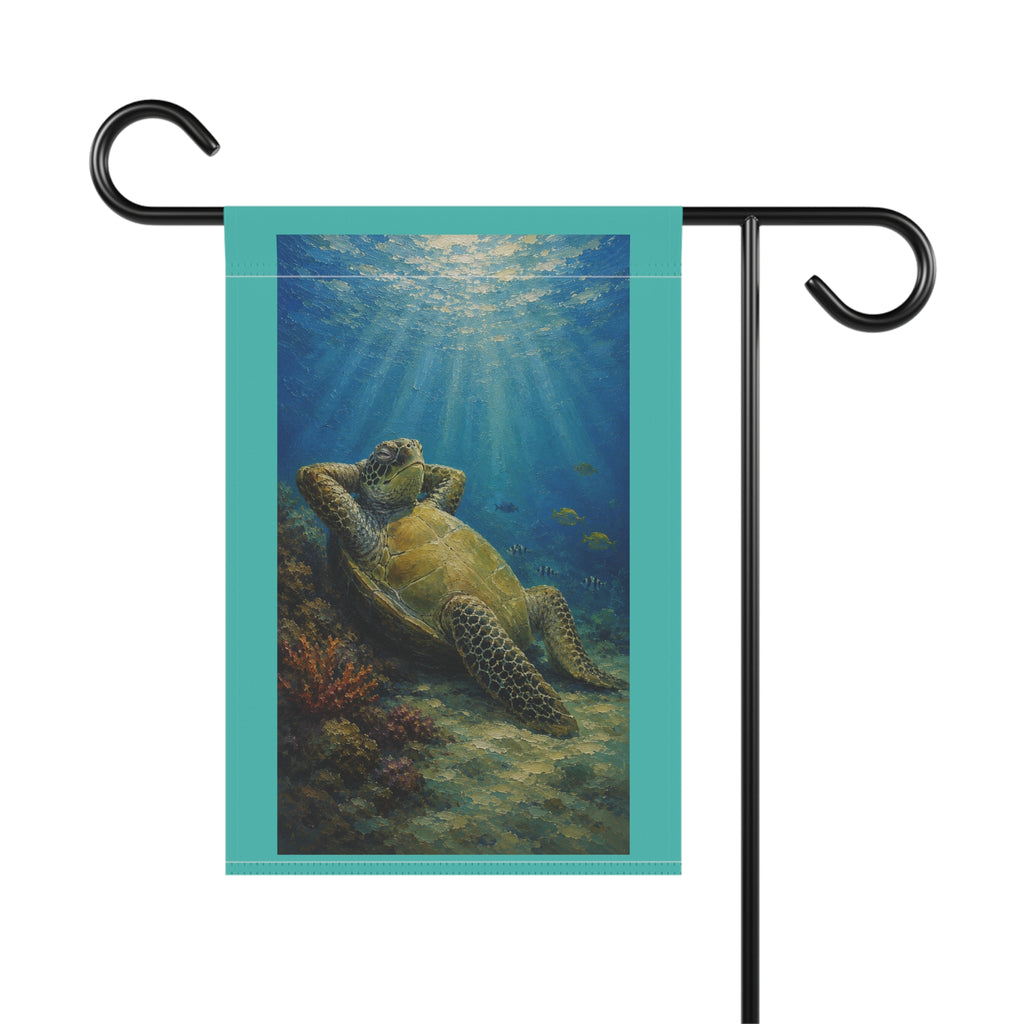 Sea Turtle Garden Flag - Relaxing Underwater Coastal House Banner