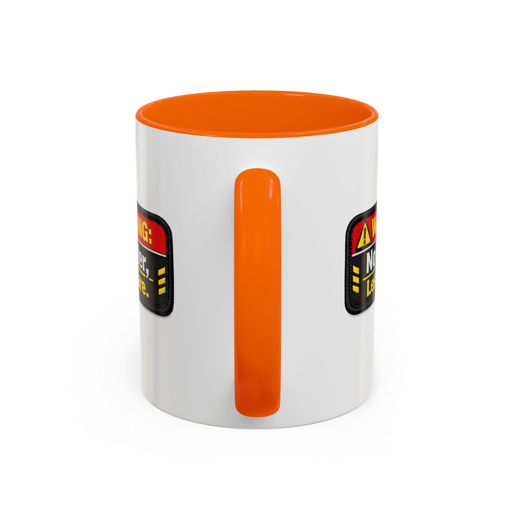 Coffee Mug — "Warning: No Filter, Less Care" Accent Ceramic Mug