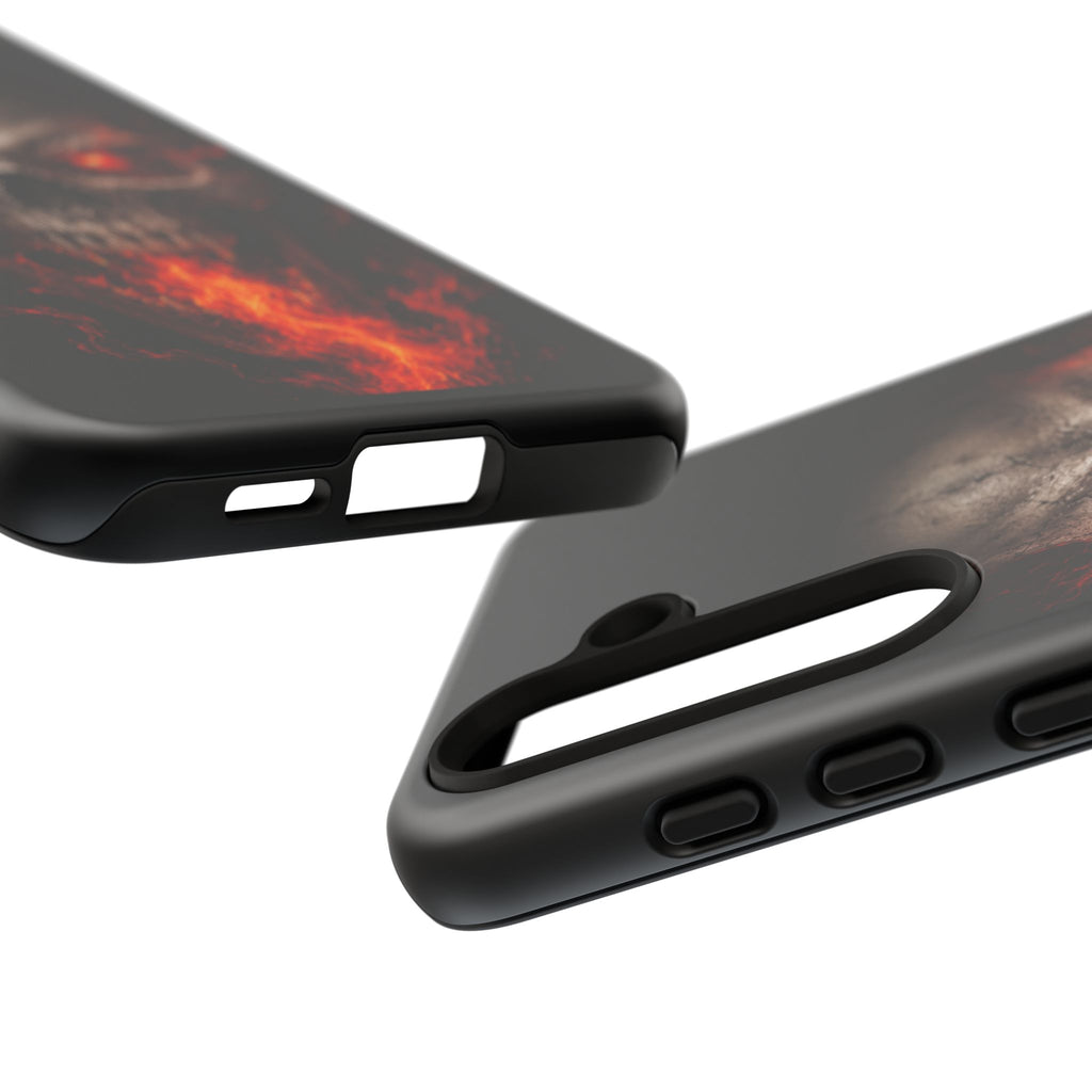Flaming Skull Tough Case — Heavy-Duty Phone Case with Red-Eye Skull Design