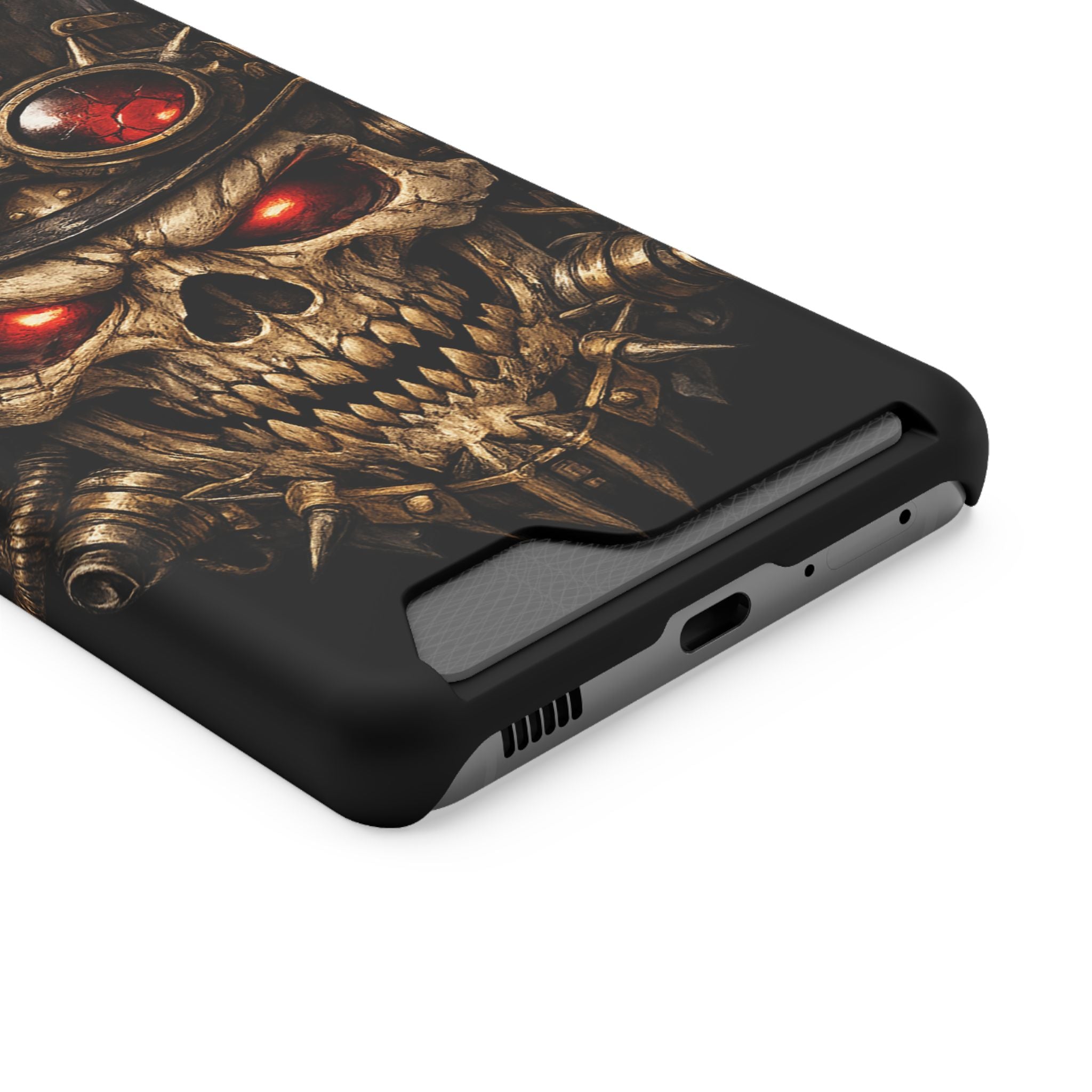 Skull Goggles Card Wallet Phone Case — Steampunk Red-Eye Armor