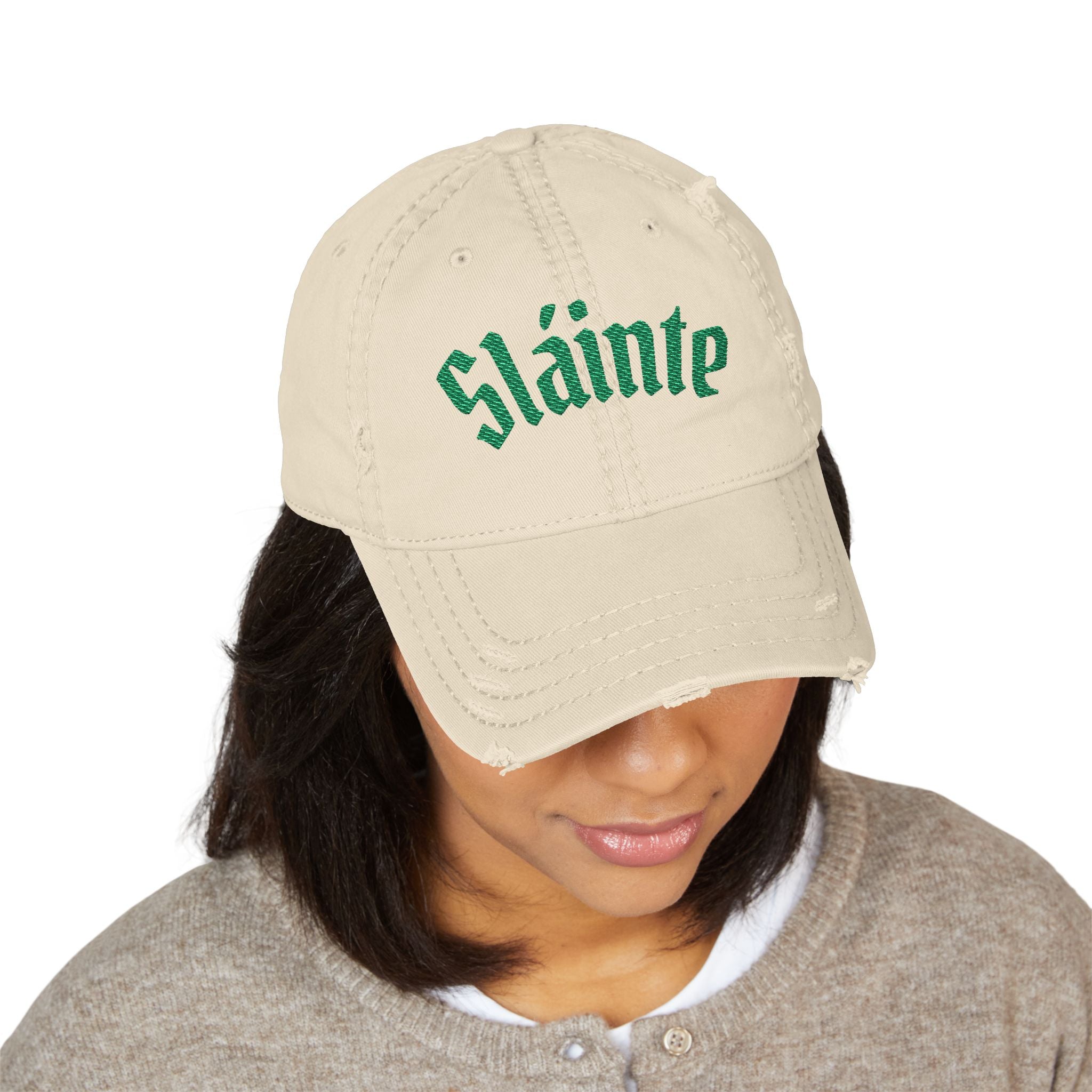Sláinte Distressed Embroidered Dad Hat — Irish Cheers Baseball Cap