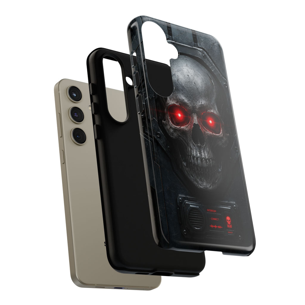Skull Sentinel Phone Case — Red-Eyed Tactical Skull Protective Case