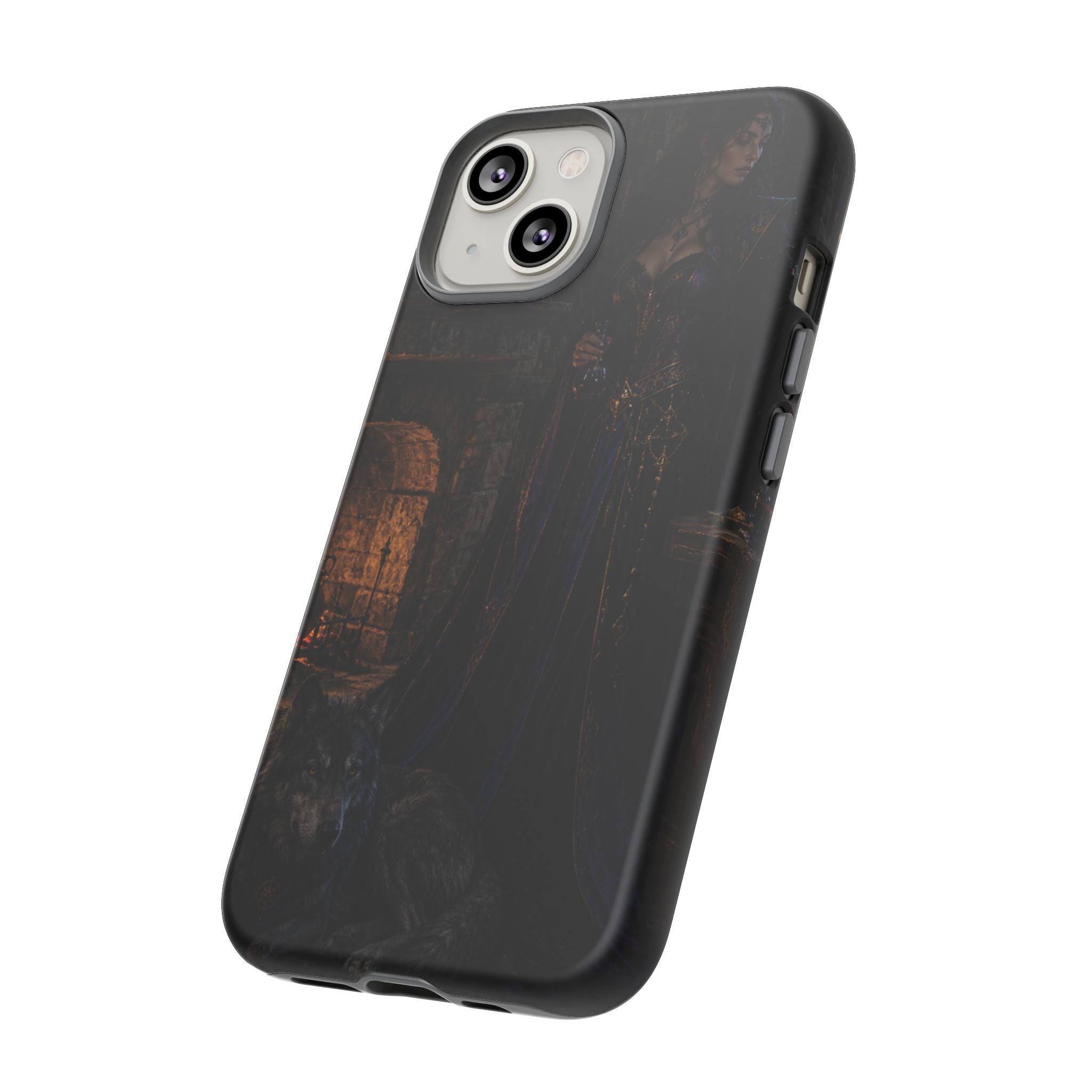 Gothic Witch Phone Case — Dark Fantasy Wolf & Fireplace Tough Case