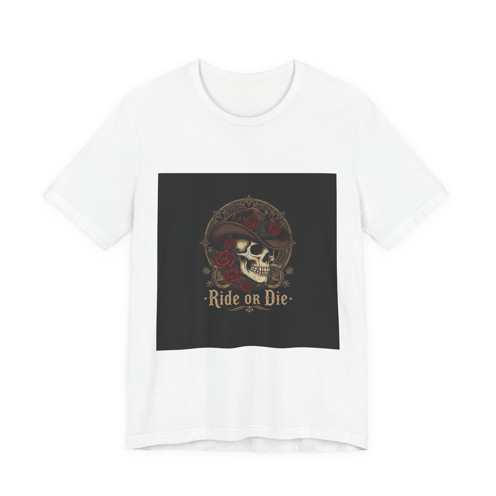 Ride or Die Skull Cowboy Tee | western skull art, gothic Americana