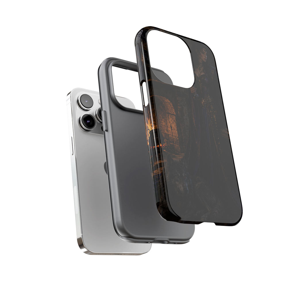 Gothic Witch Phone Case — Dark Fantasy Wolf & Fireplace Tough Case