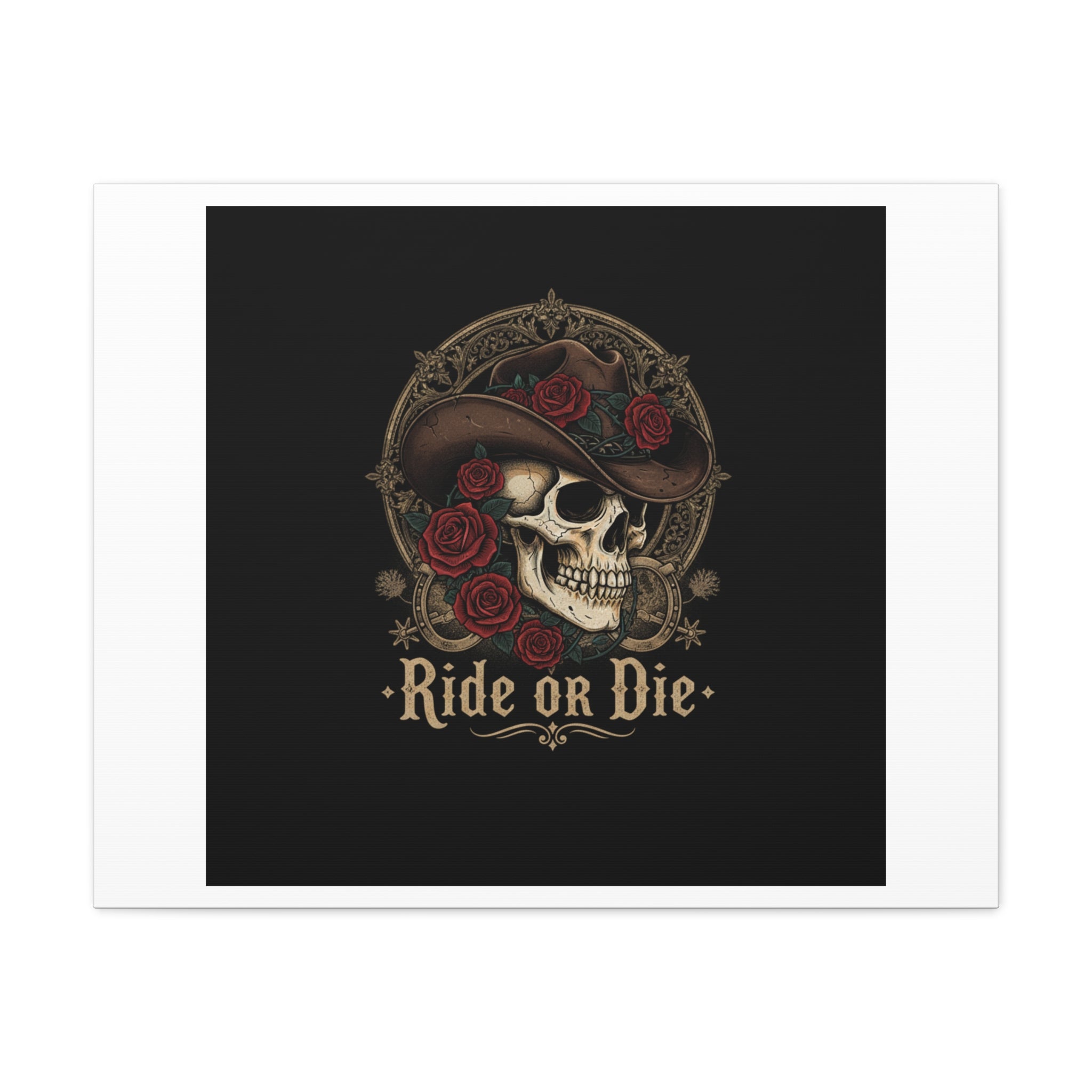 Ride or Die Skull Canvas | Western Skull Art, Gothic Americana