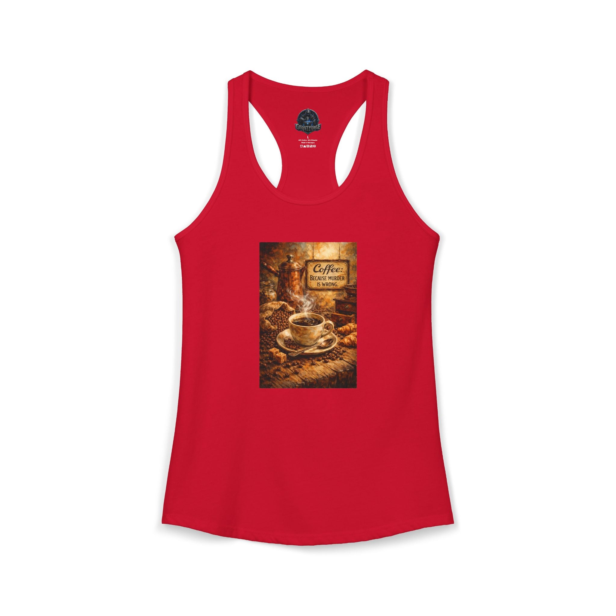 Women's Ideal Racerback Tank - "Coffee B/c Murder is wrong"