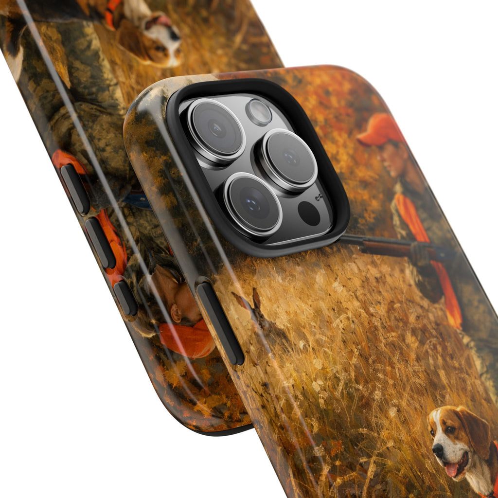 Hunting Scene Tough Phone Case — Hunter & Beagle Autumn Field Protective Cover