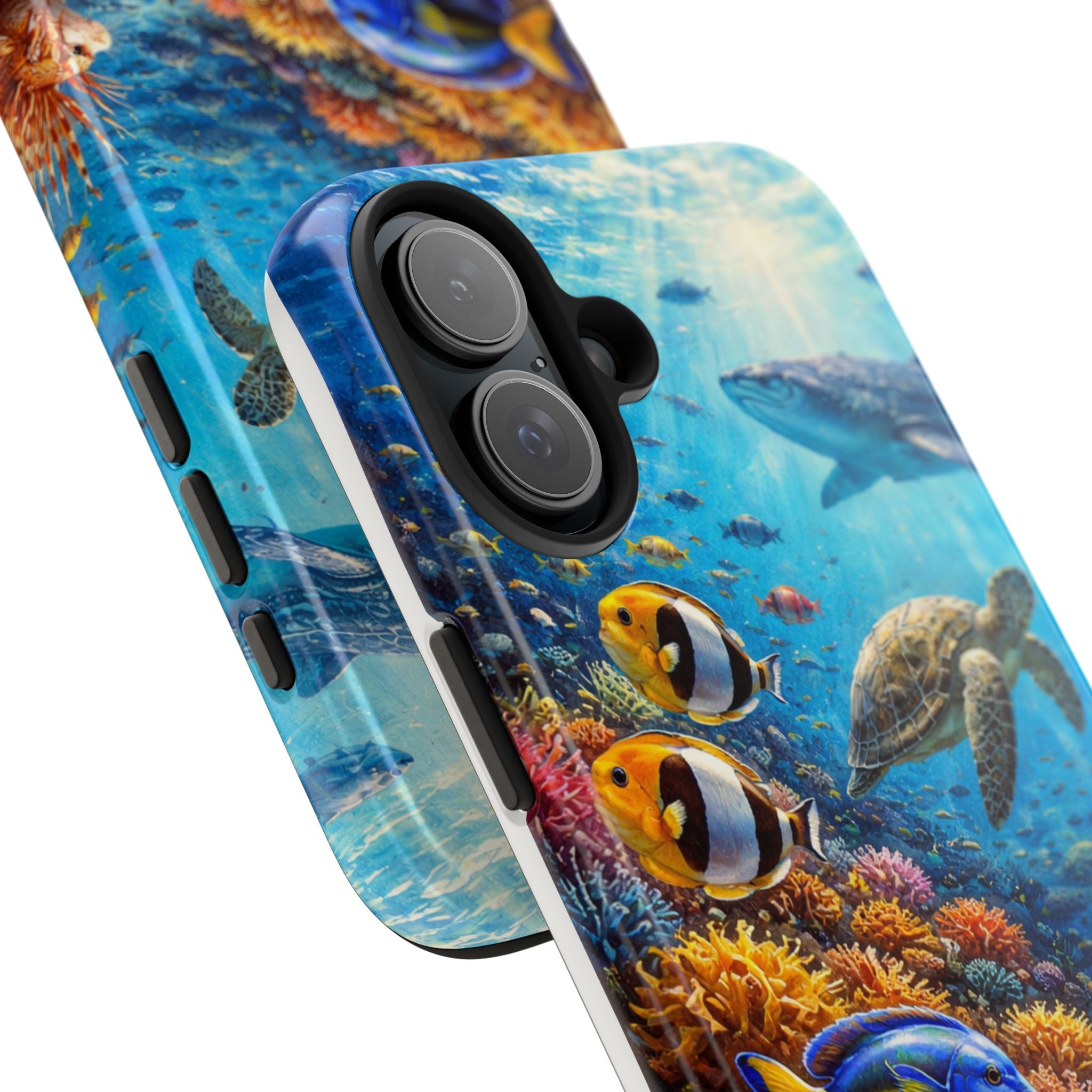 Ocean Reef Tough Phone Case — Colorful Sea Turtle & Tropical Fish Design