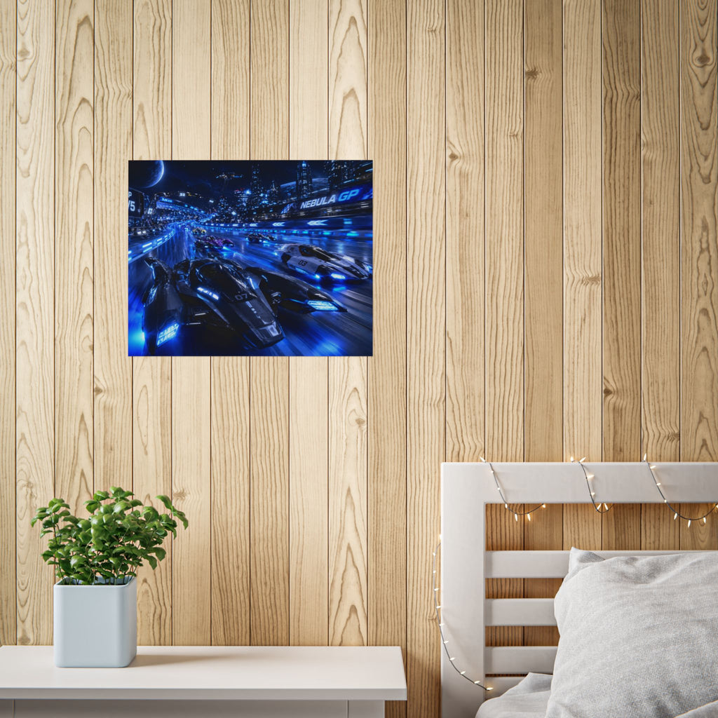 Futuristic Racing Poster — Nebula GP High-Speed Sci‑Fi Print