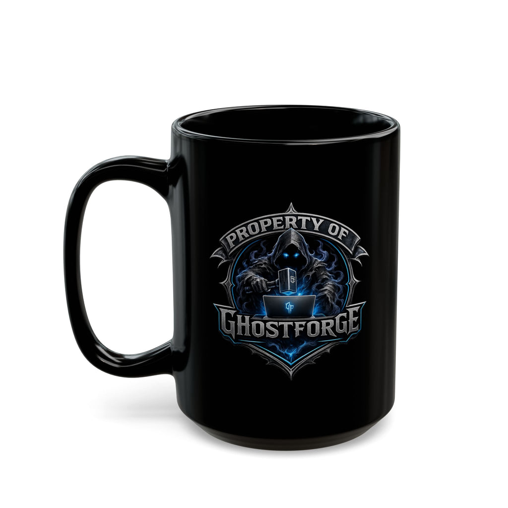 GhostForge Studio Logo Black Mug — Property of GFs Coffee Cup (11oz/15oz)