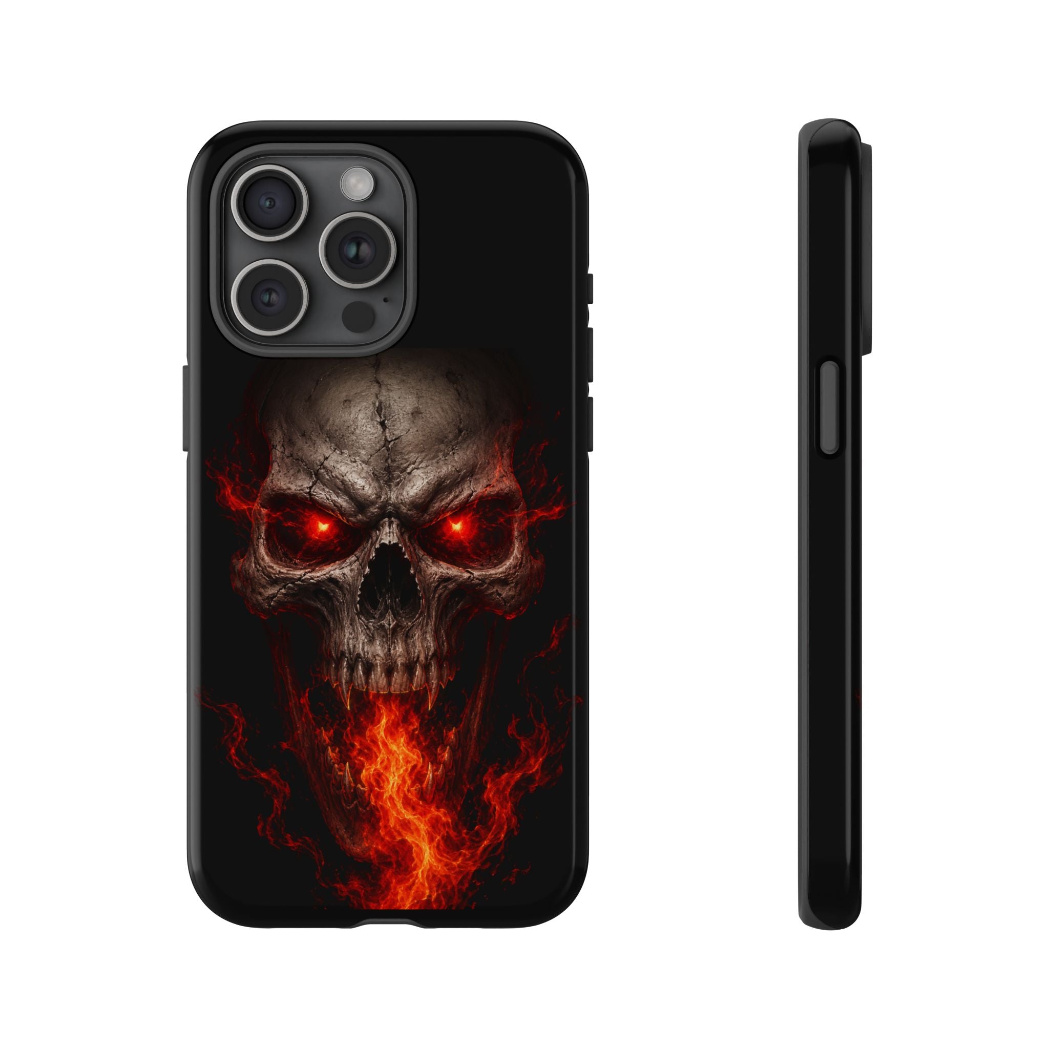 Flaming Skull Tough Case — Heavy-Duty Phone Case with Red-Eye Skull Design