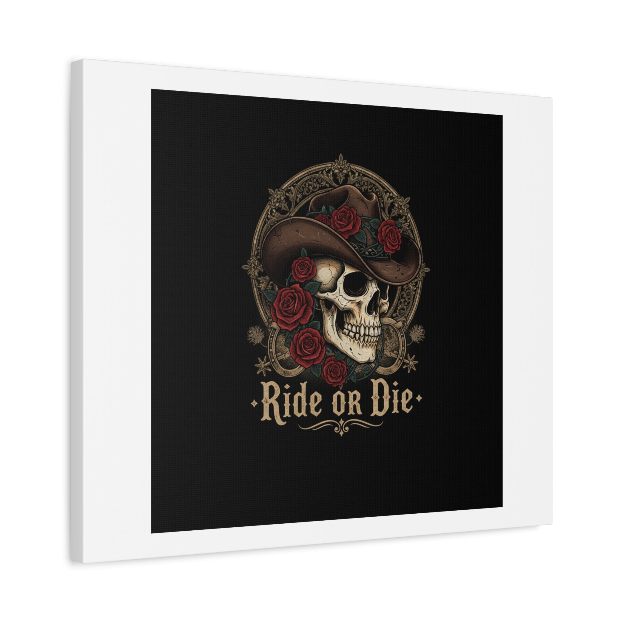 Ride or Die Skull Canvas | Western Skull Art, Gothic Americana