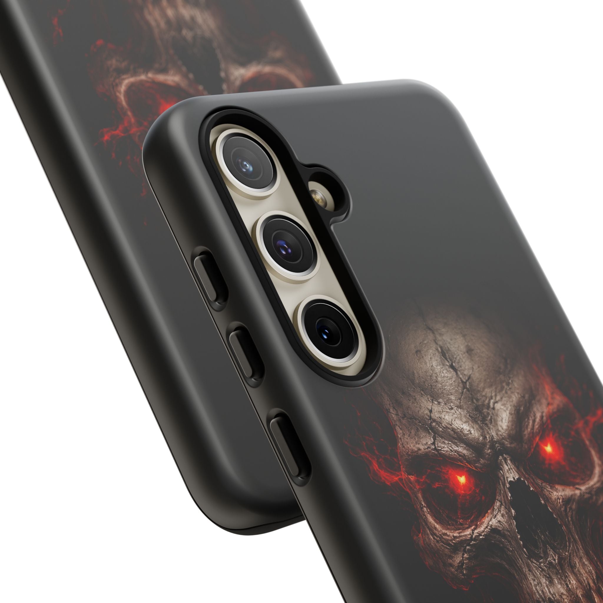 Flaming Skull Tough Case — Heavy-Duty Phone Case with Red-Eye Skull Design