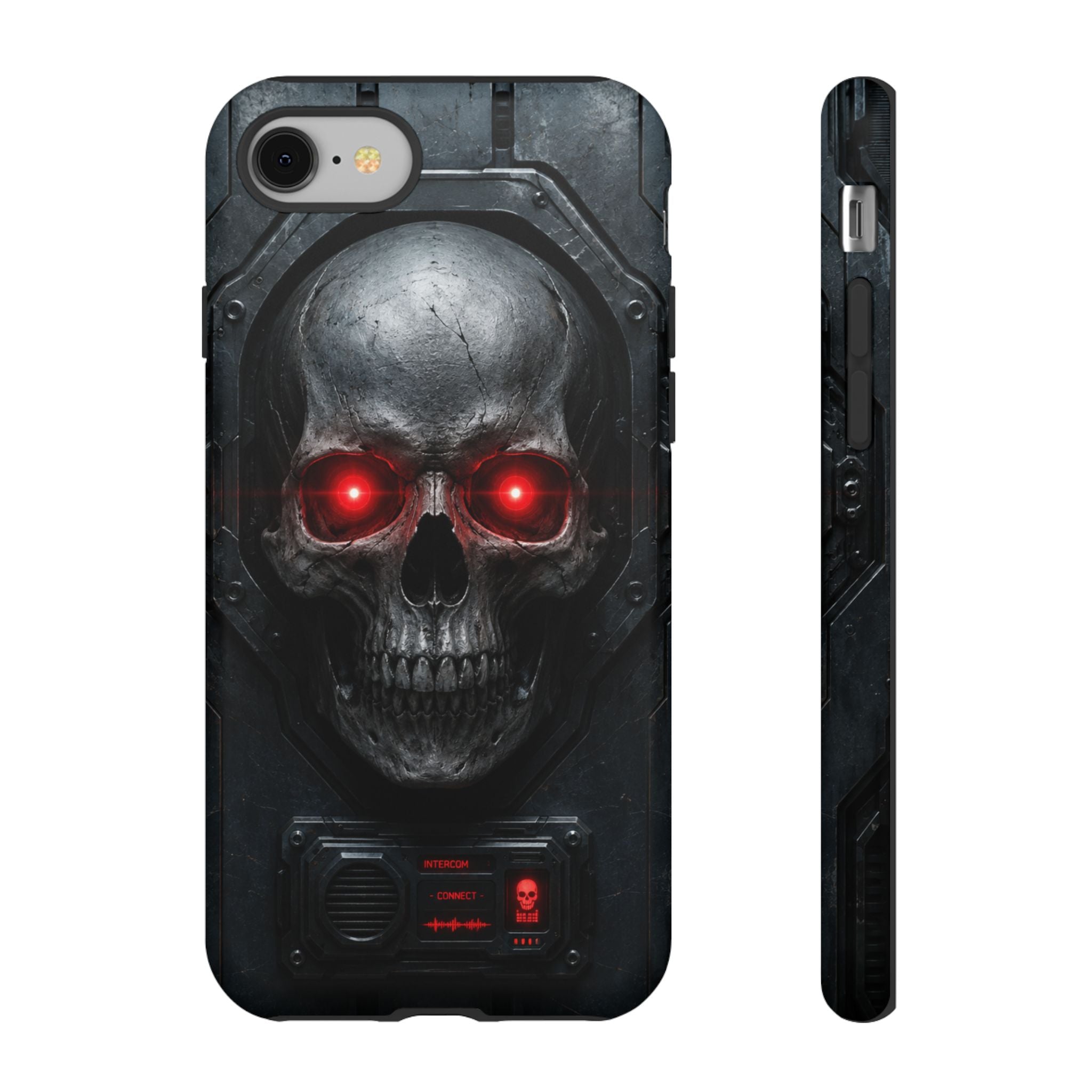 Skull Sentinel Phone Case — Red-Eyed Tactical Skull Protective Case