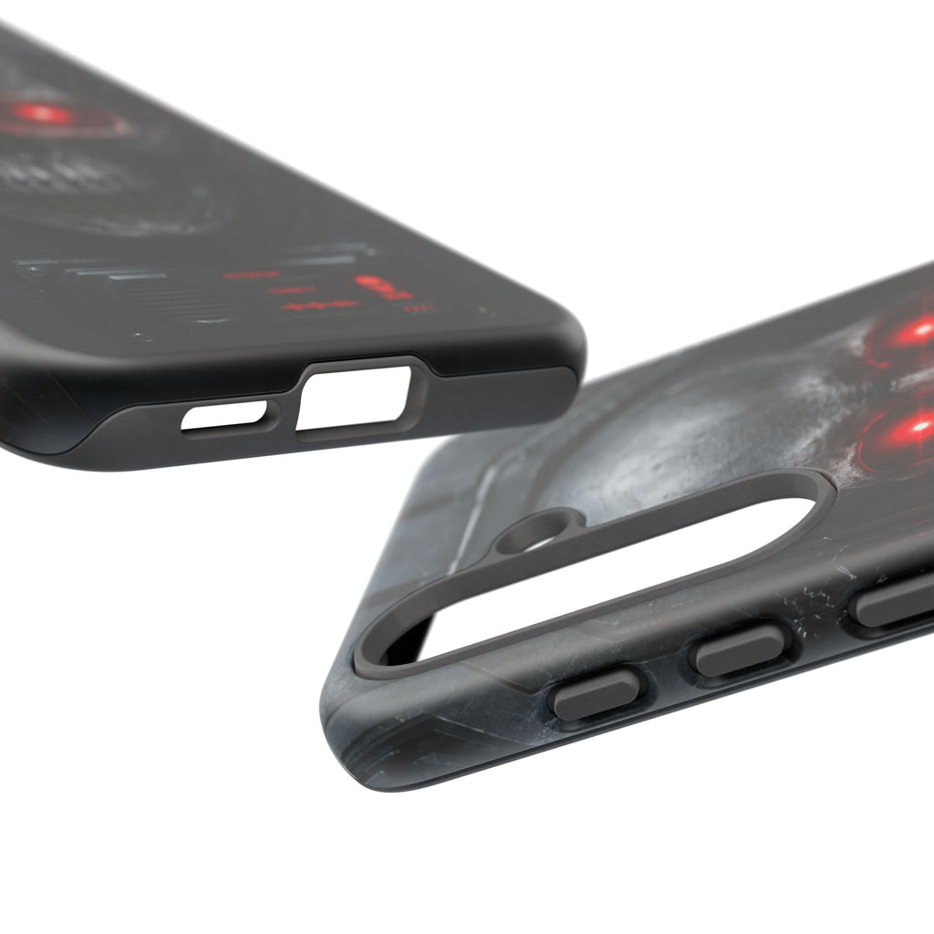 Skull Sentinel Phone Case — Red-Eyed Tactical Skull Protective Case