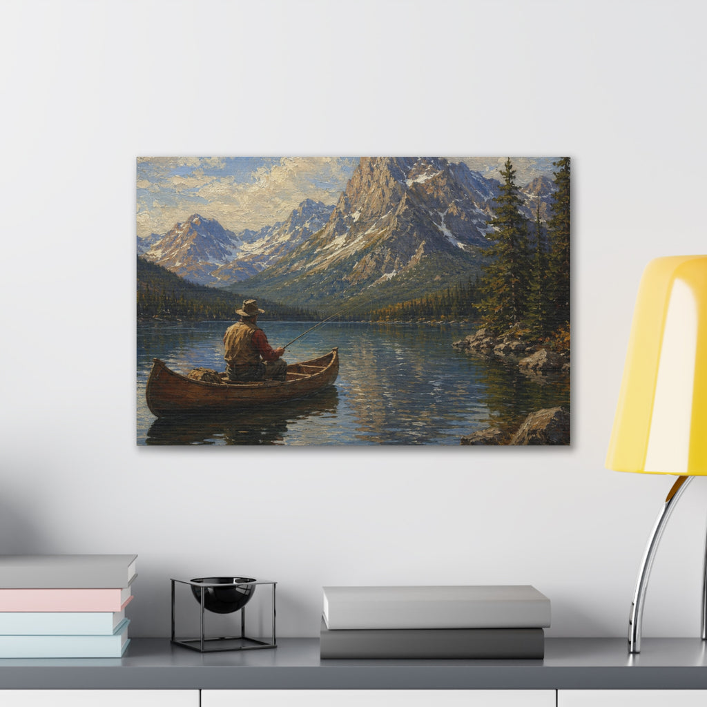 Mountain Lake Canoe Canvas Print