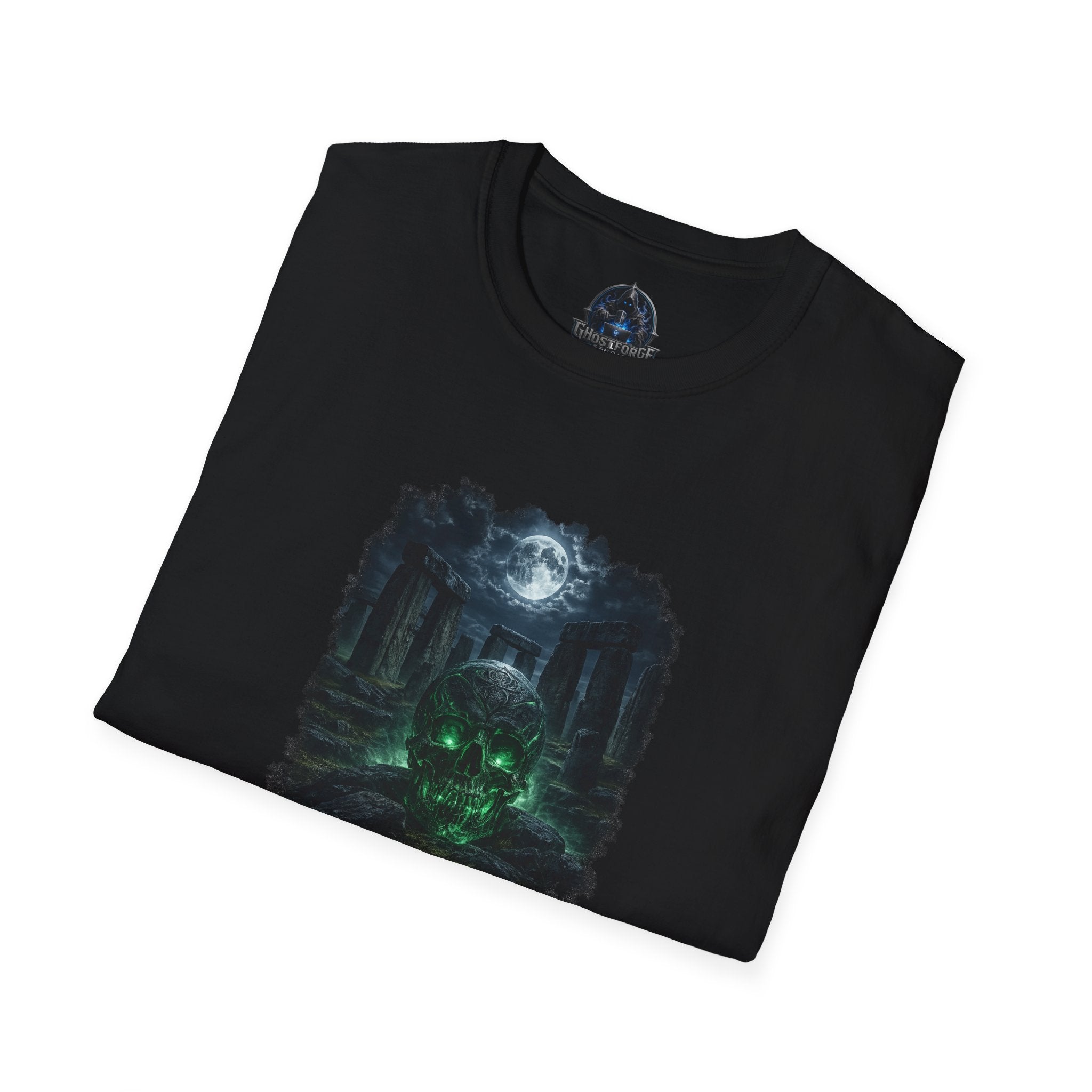 Gothic Moonlit Skull T-Shirt — Haunted Temple Night Design